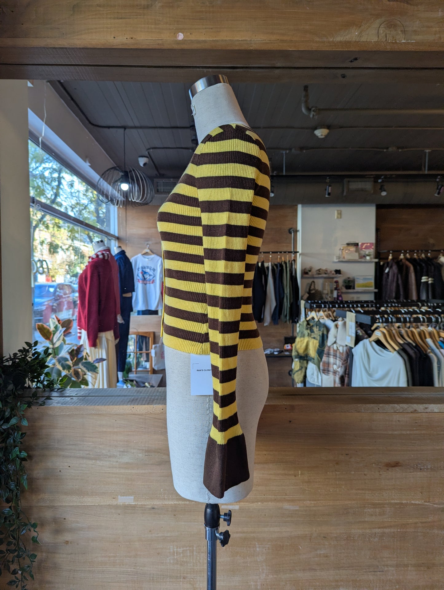 Striped Cardigan with Bell Sleeves