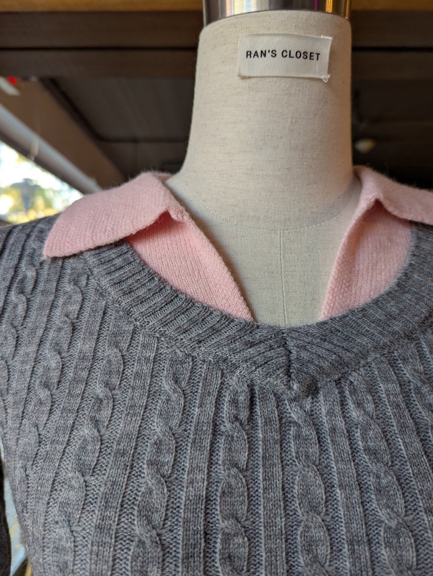 Cable Knit Sweater With Collar