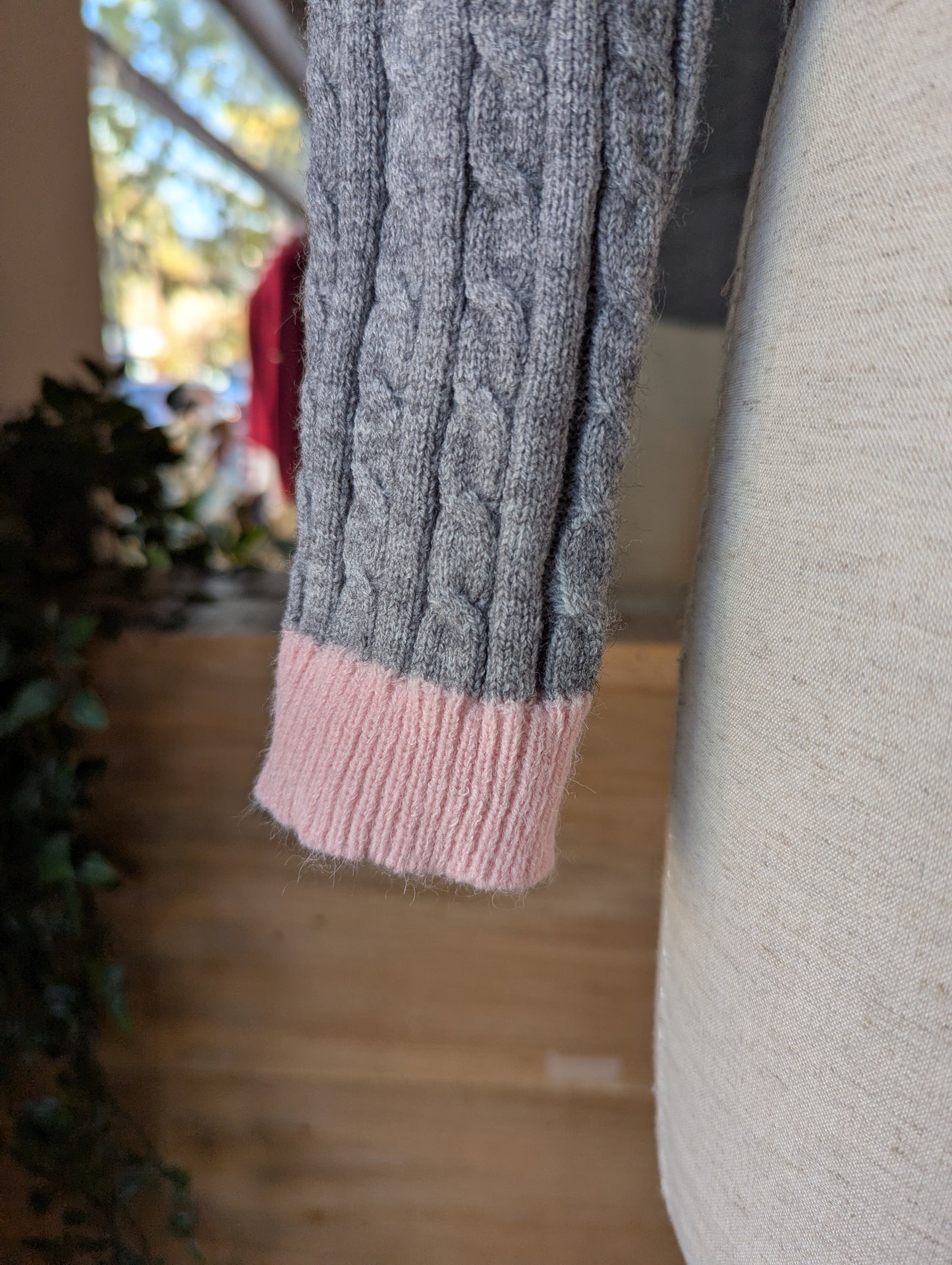 Cable Knit Sweater With Collar