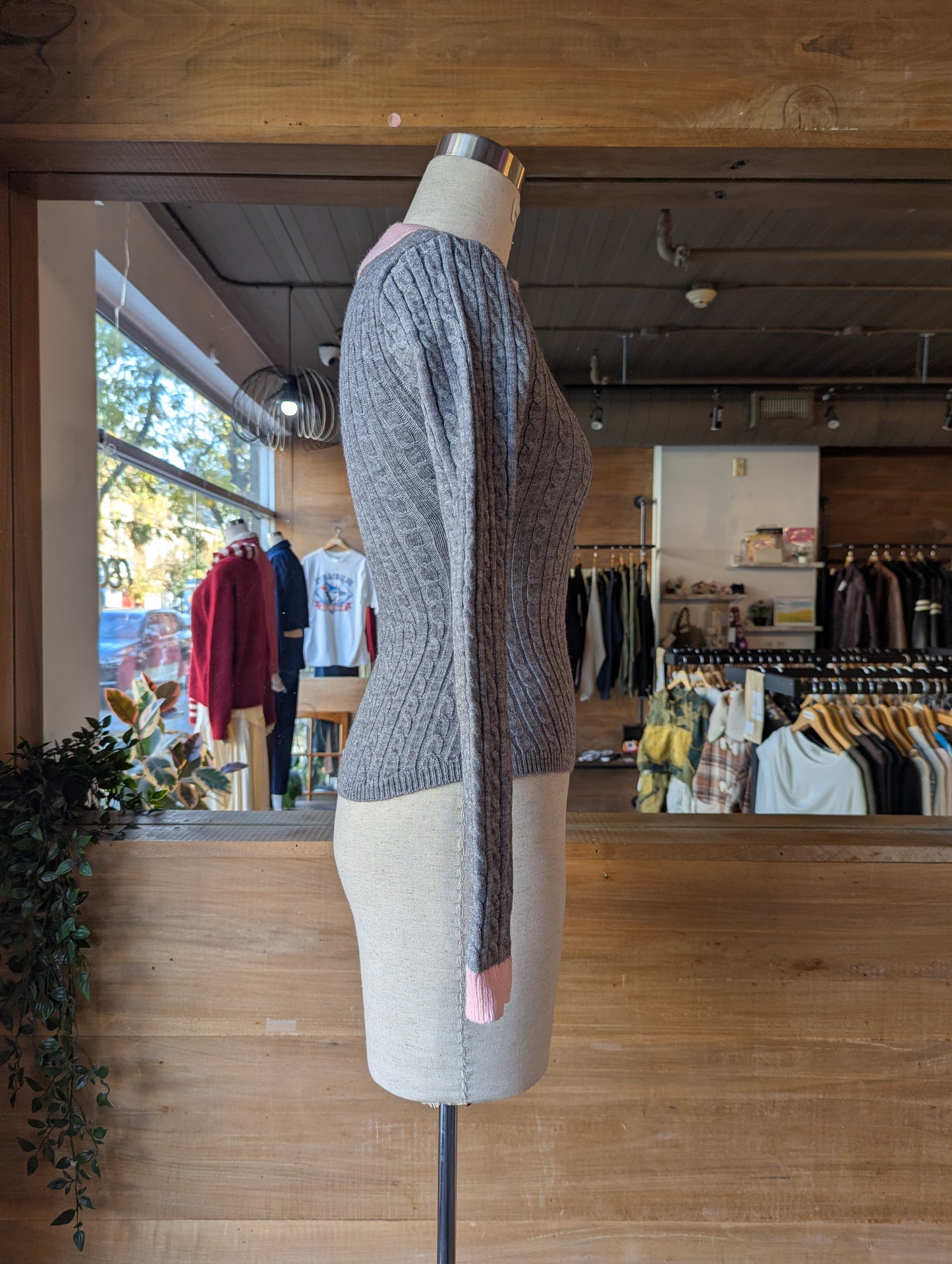 Cable Knit Sweater With Collar