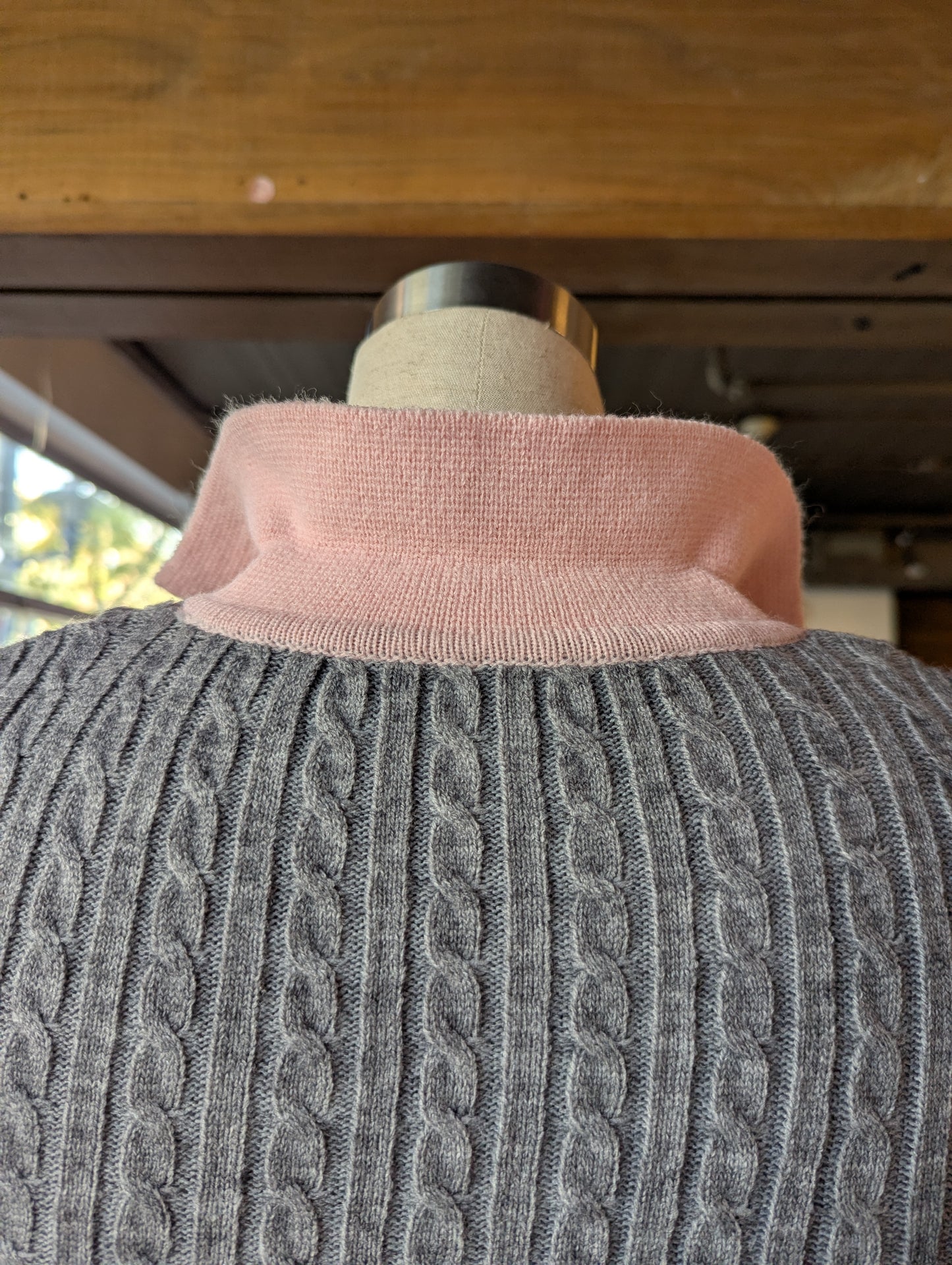 Cable Knit Sweater With Collar