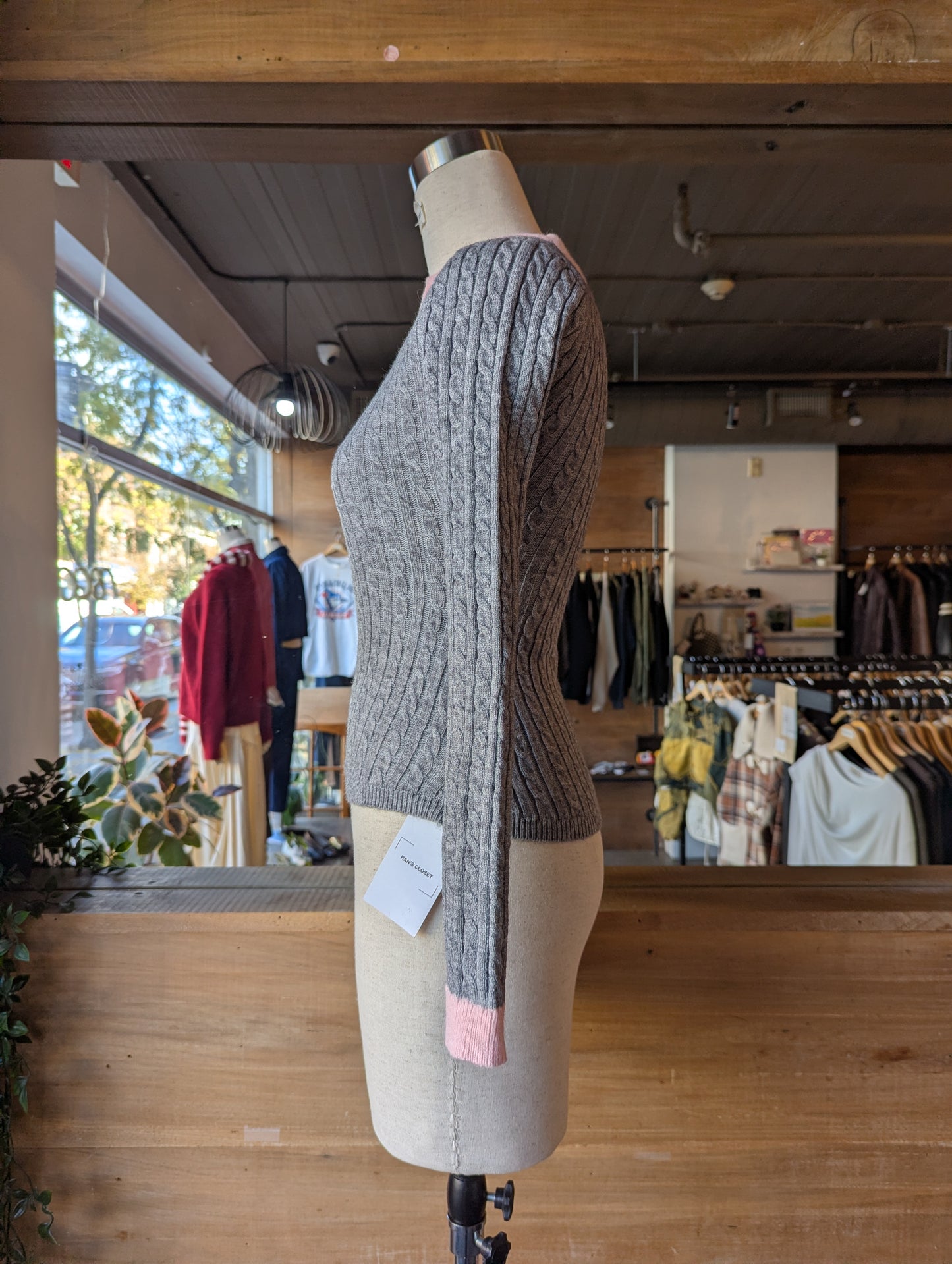 Cable Knit Sweater With Collar