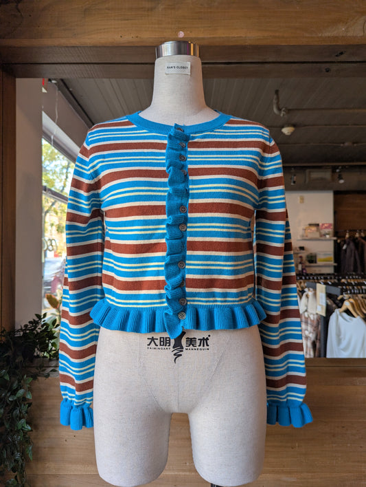 Striped Ruffle Cardigan