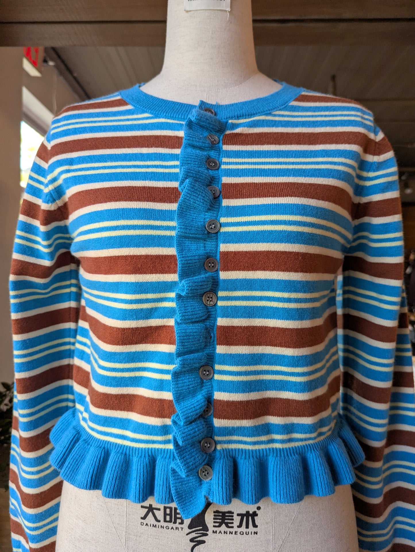 Striped Ruffle Cardigan