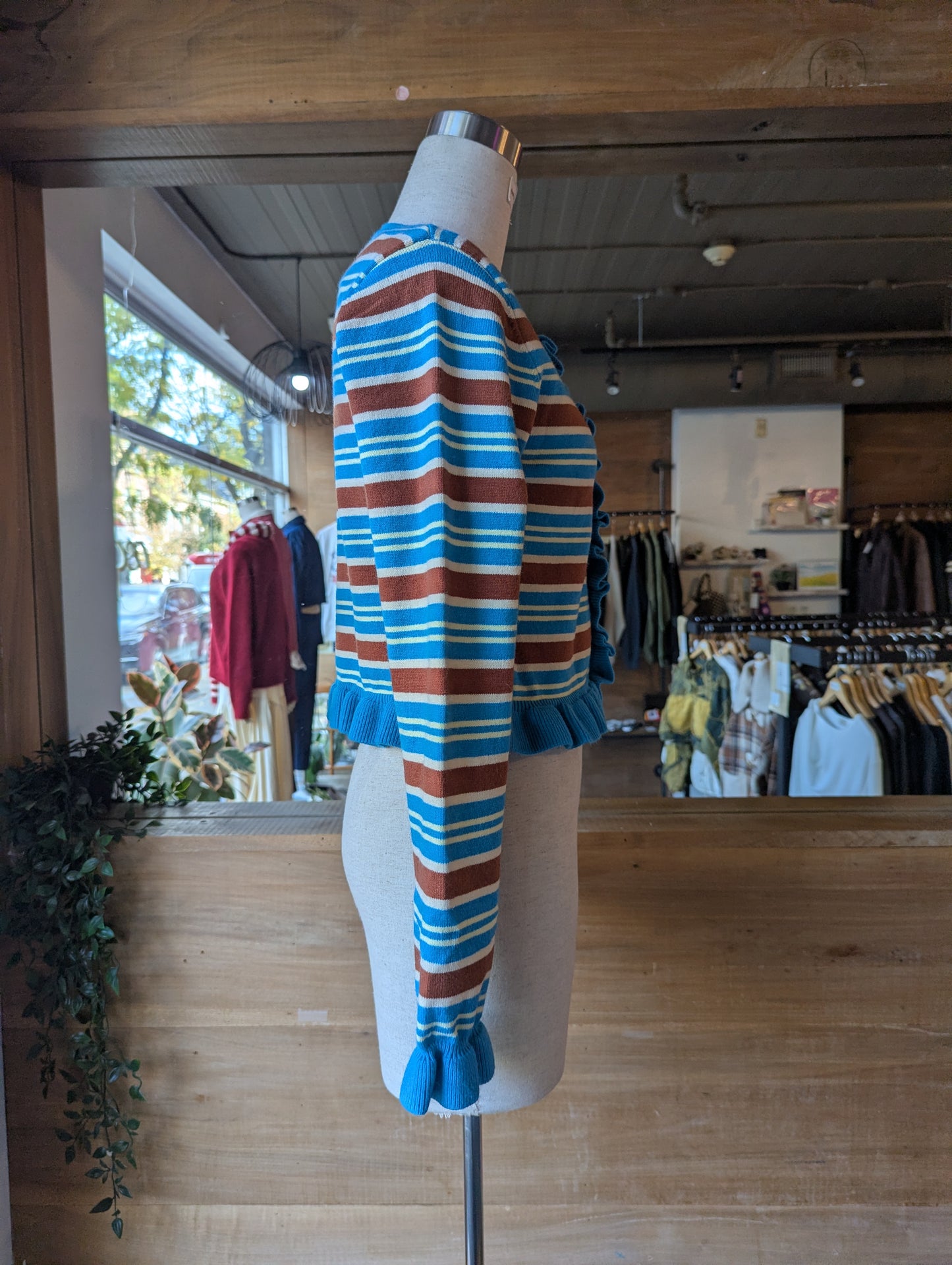 Striped Ruffle Cardigan