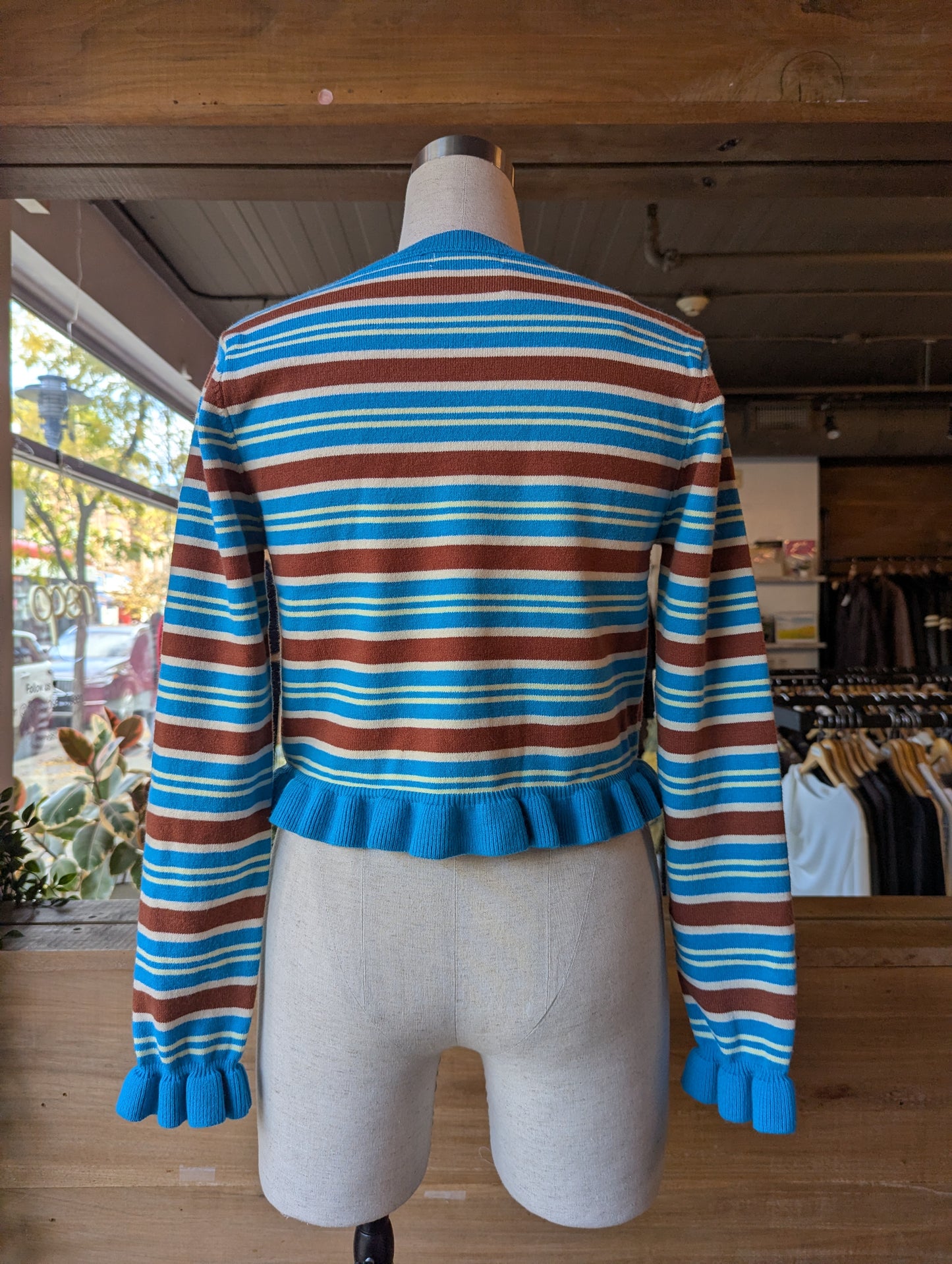 Striped Ruffle Cardigan