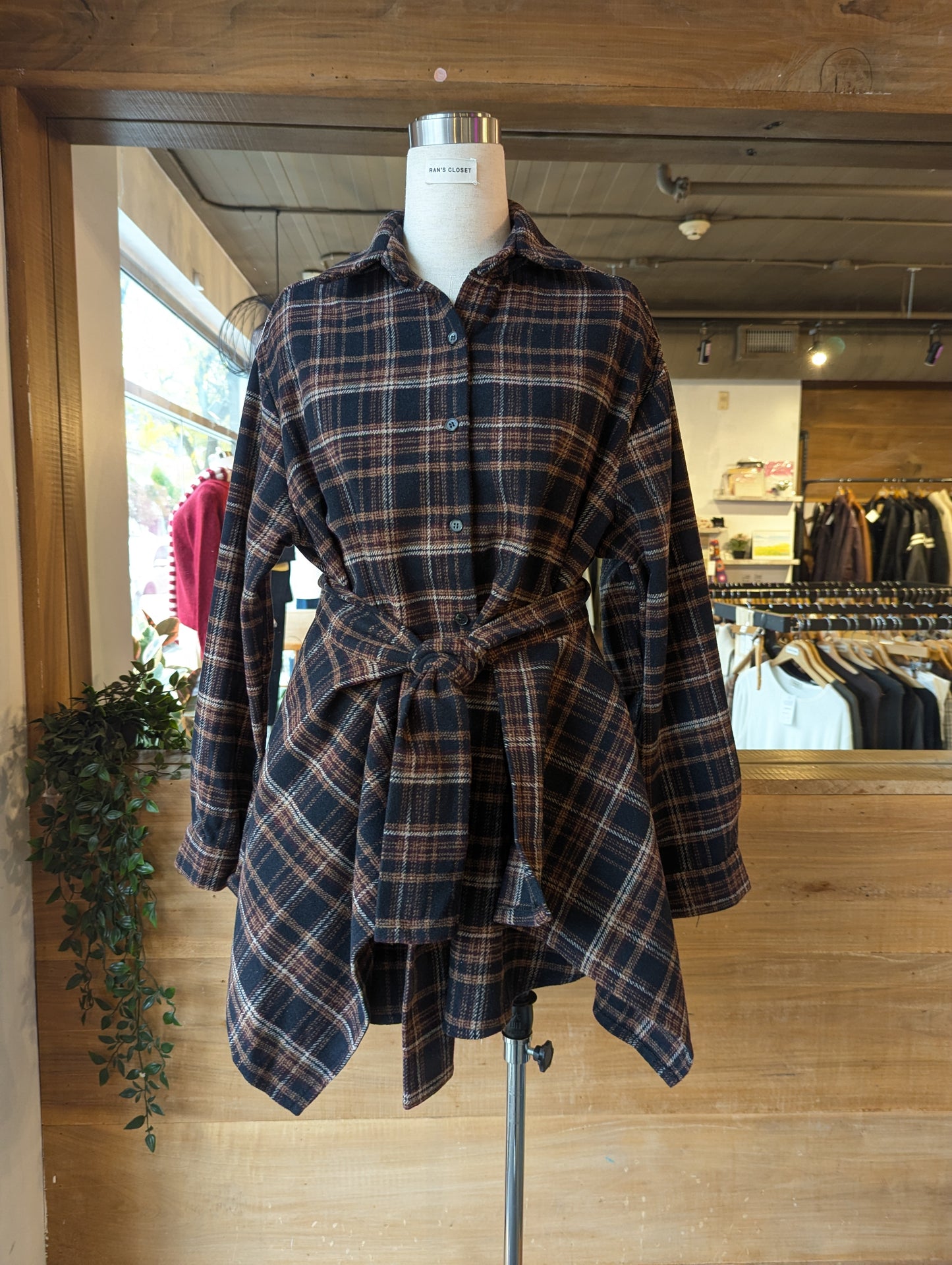 Flannel Dress with Wrap Skirt