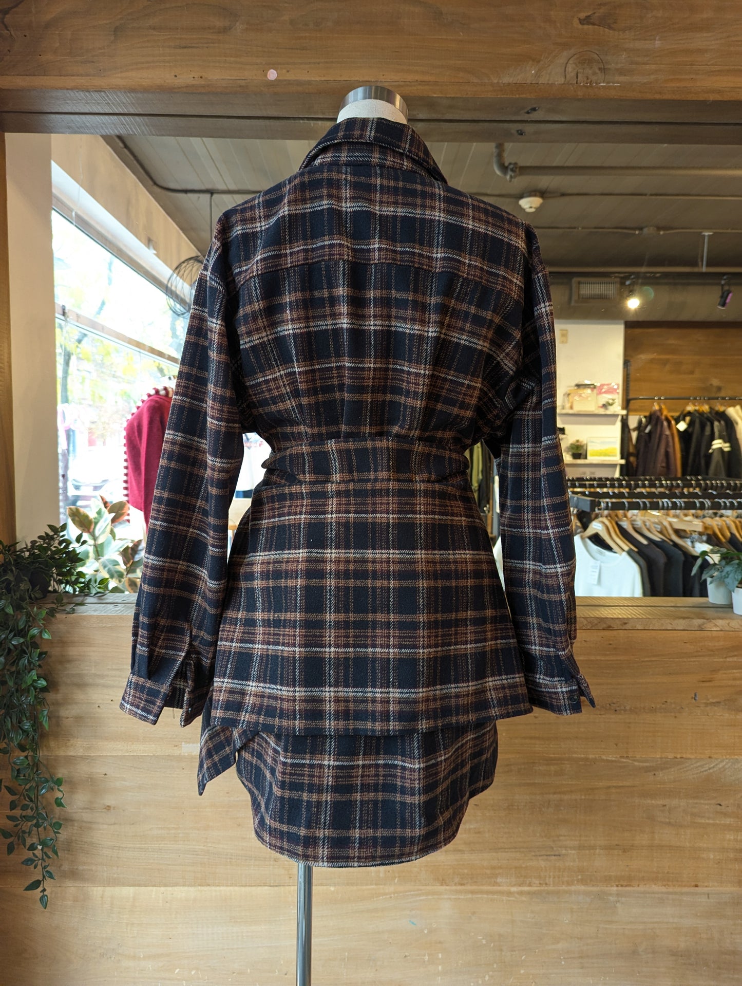 Flannel Dress with Wrap Skirt