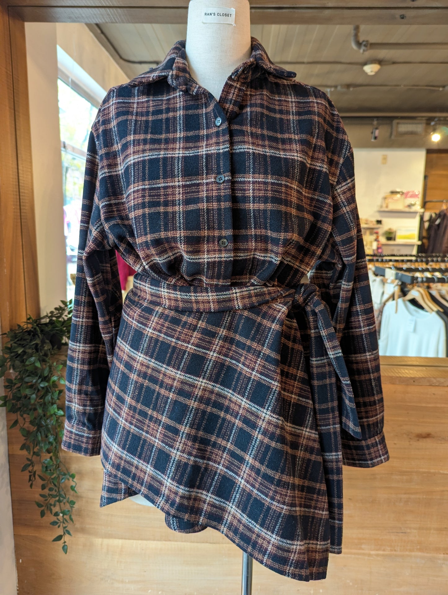 Flannel Dress with Wrap Skirt
