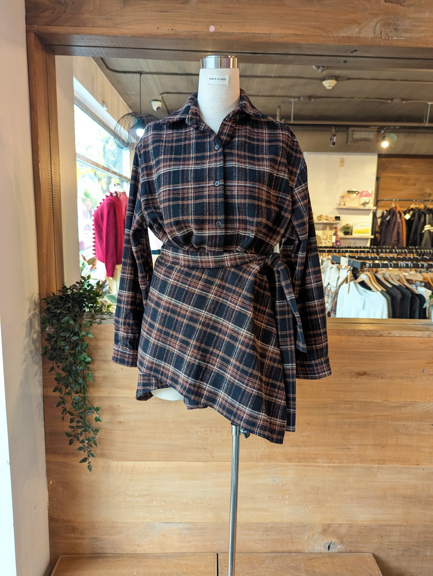 Flannel Dress with Wrap Skirt