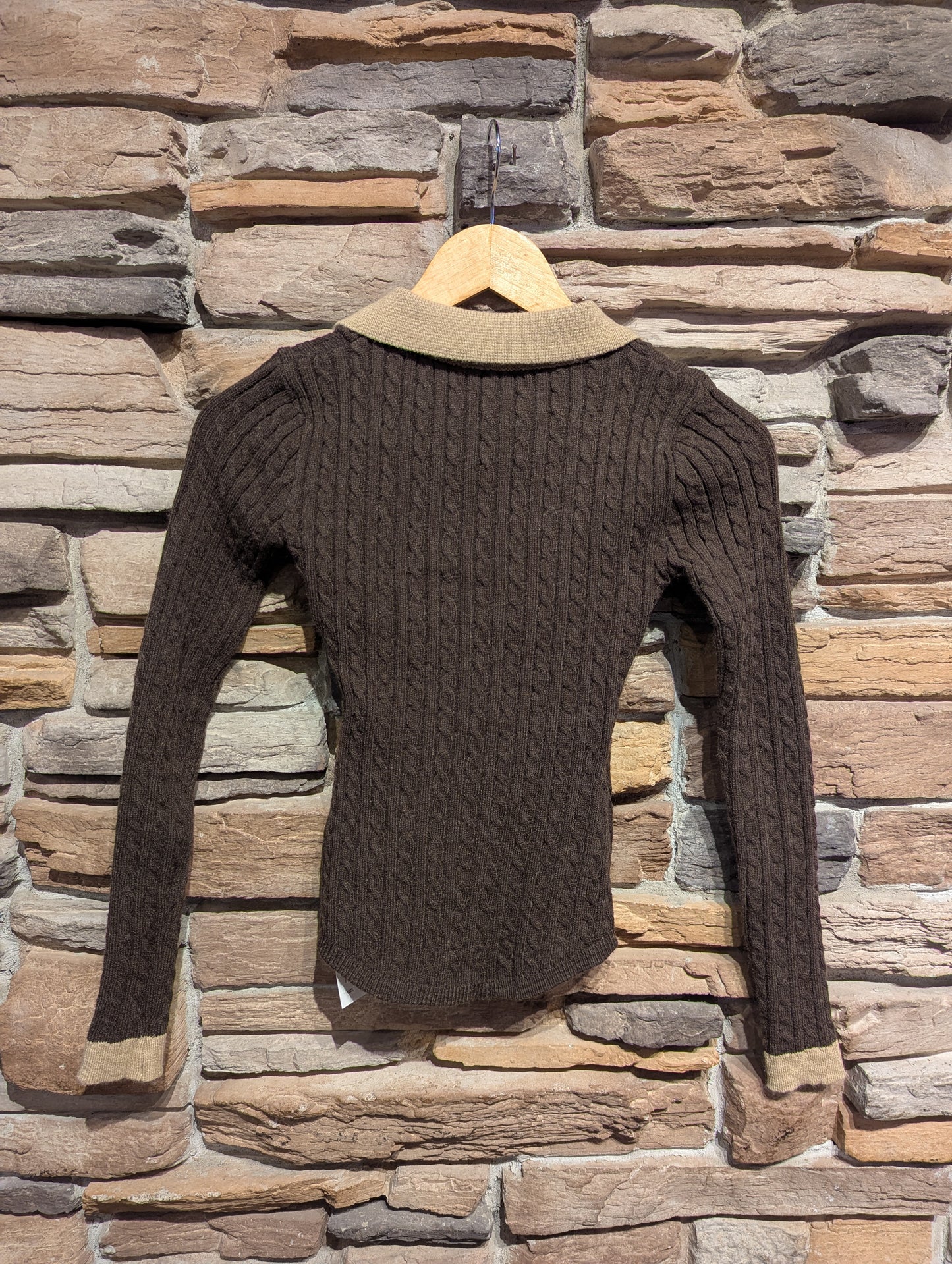 Cable Knit Sweater With Collar