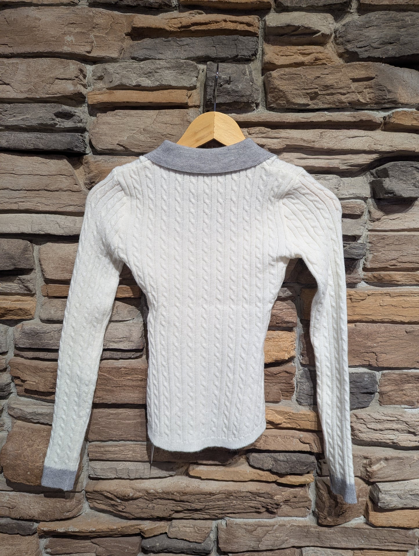 Cable Knit Sweater With Collar