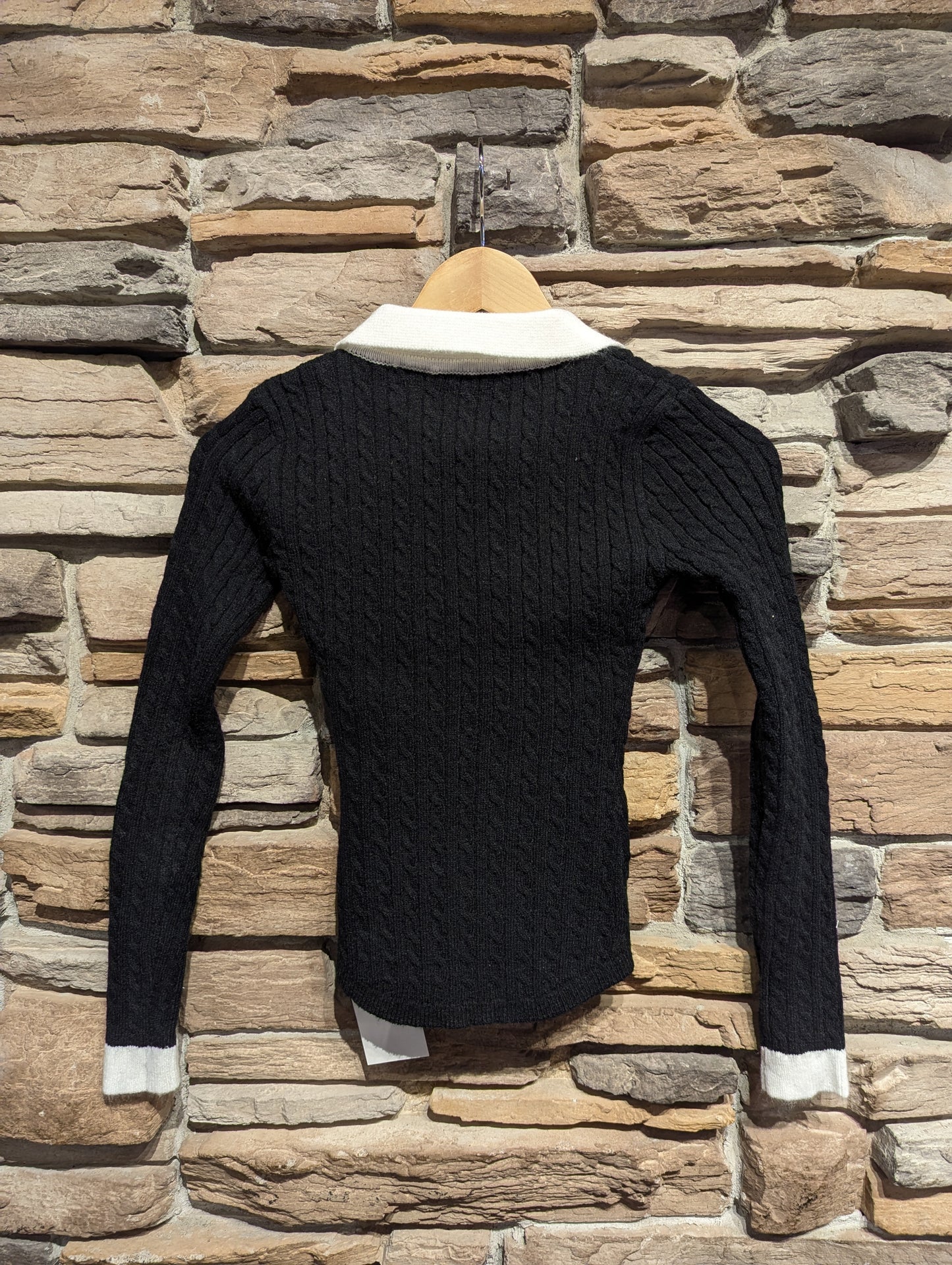 Cable Knit Sweater With Collar