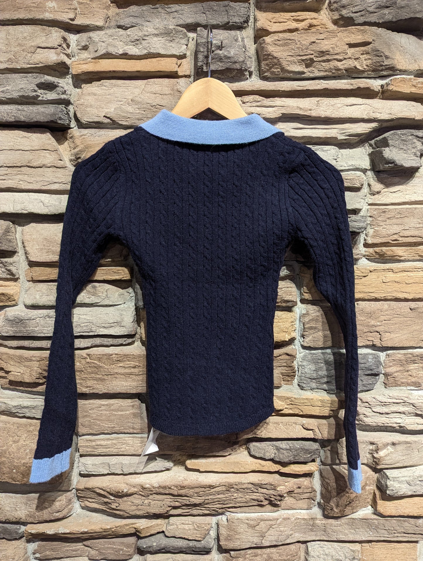 Cable Knit Sweater With Collar