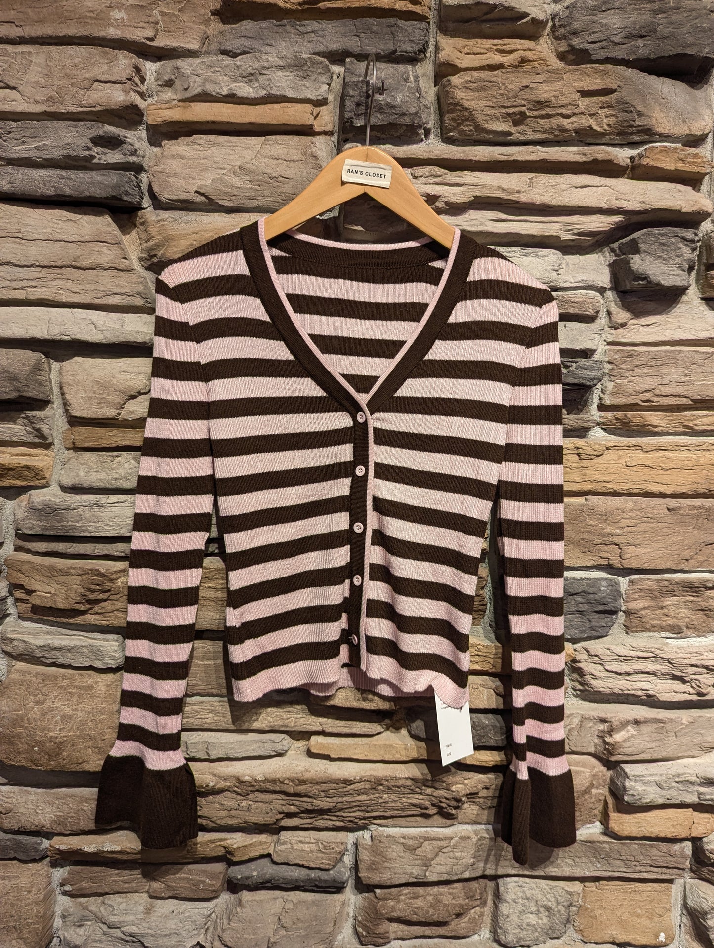 Striped Cardigan with Bell Sleeves