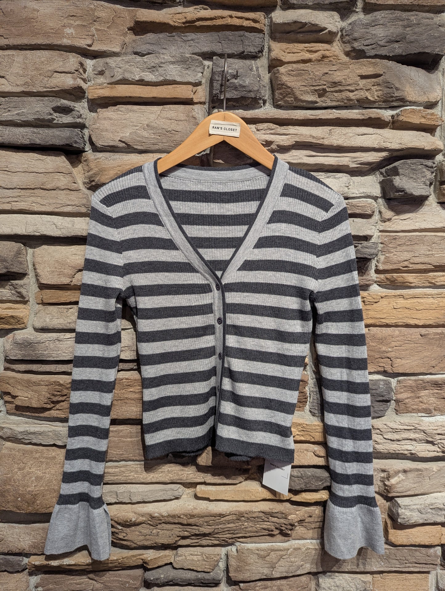 Striped Cardigan with Bell Sleeves