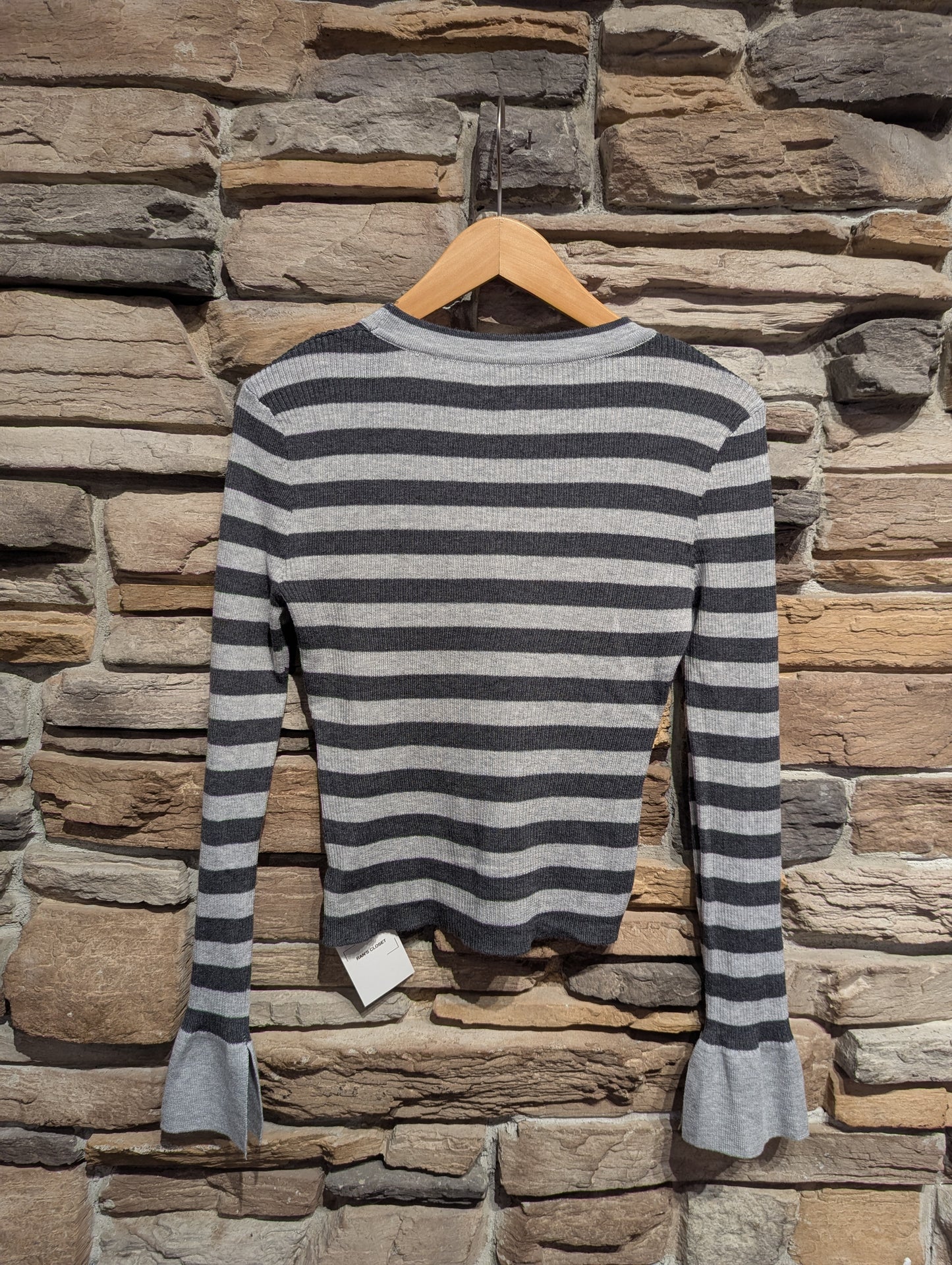 Striped Cardigan with Bell Sleeves