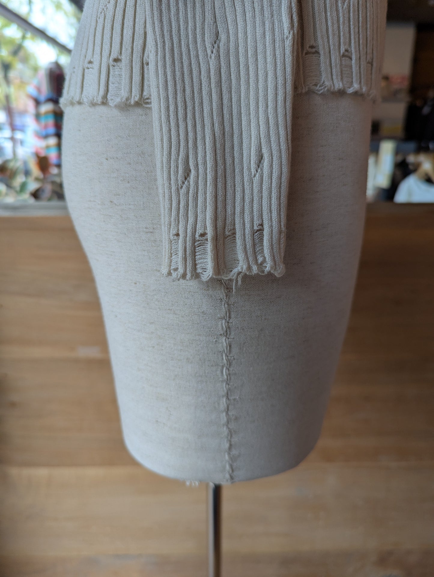 Lace Up Distressed Knit Top