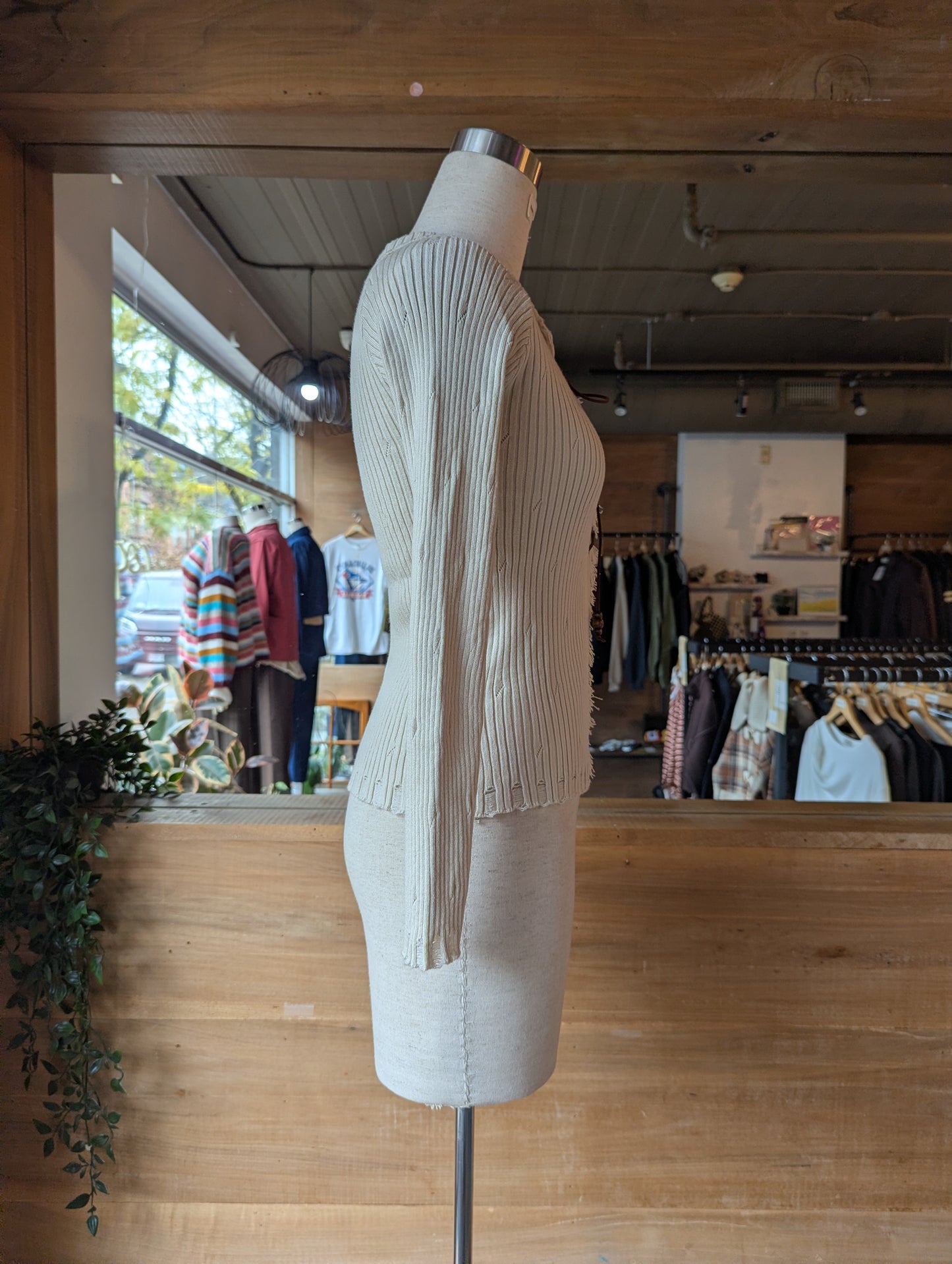 Lace Up Distressed Knit Top