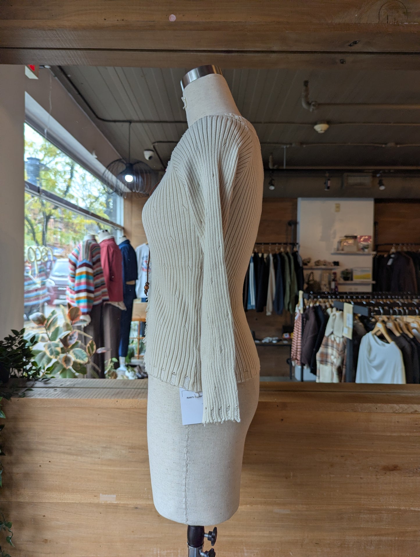 Lace Up Distressed Knit Top