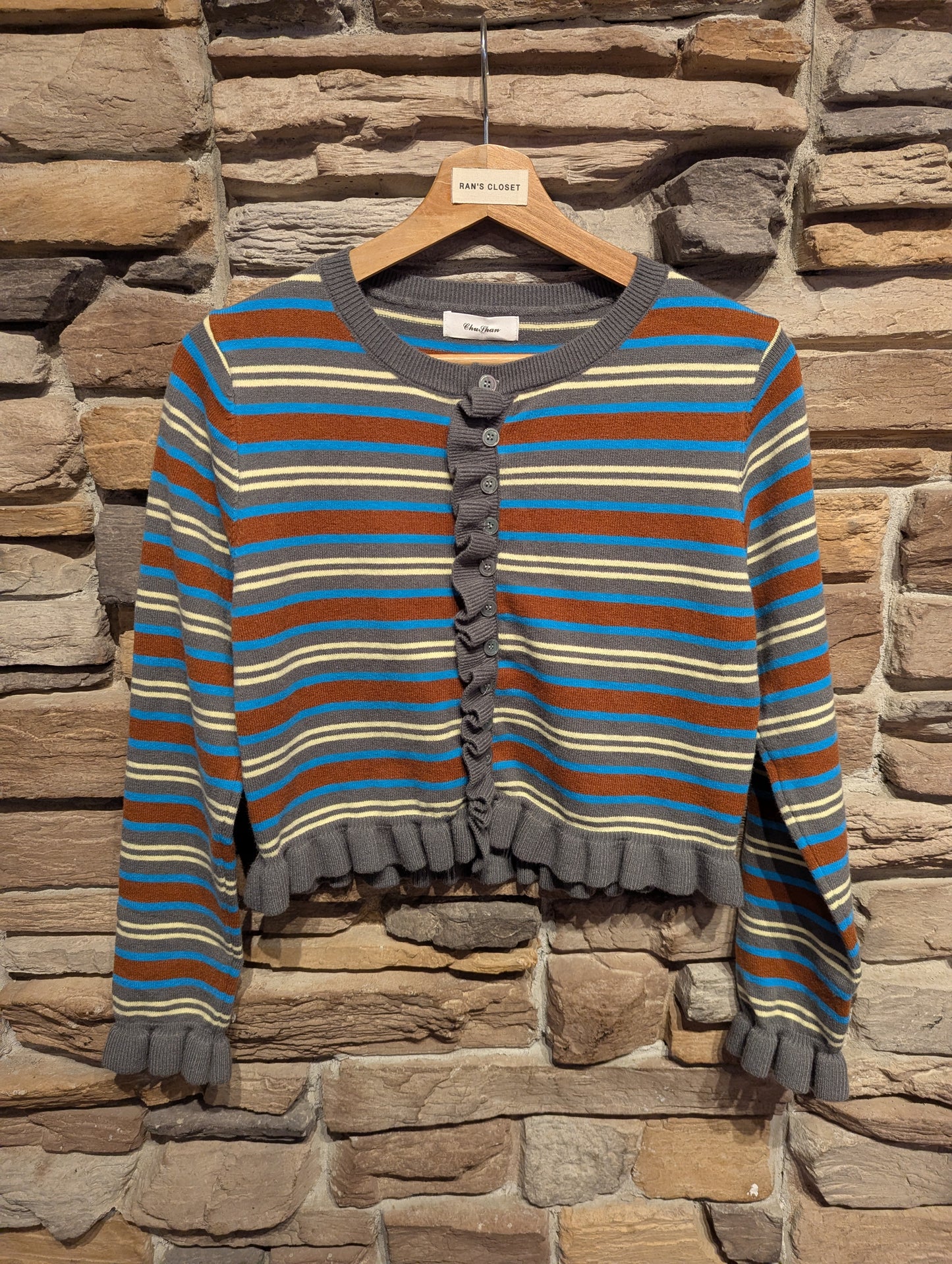 Striped Ruffle Cardigan