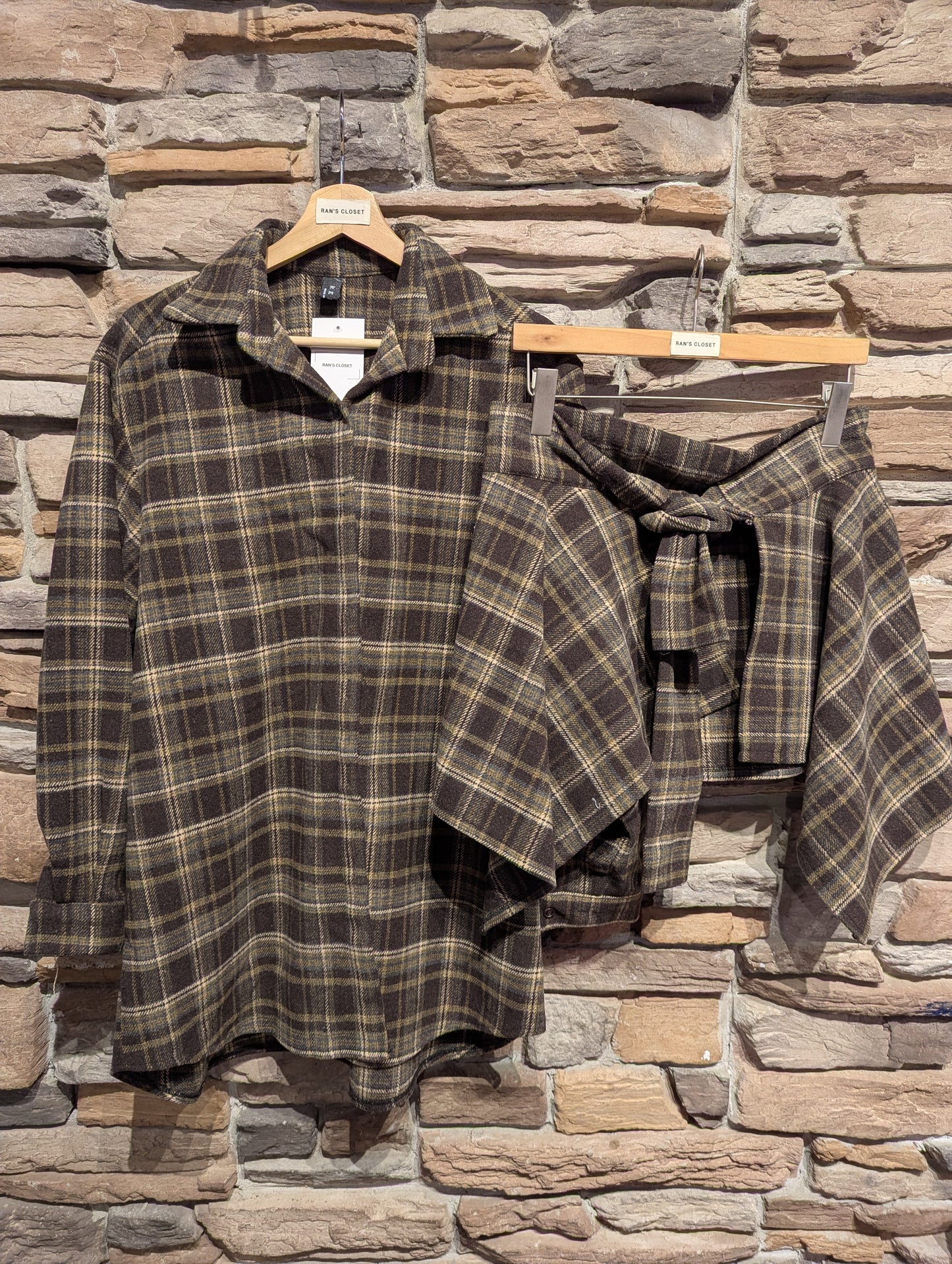 Flannel Dress with Wrap Skirt