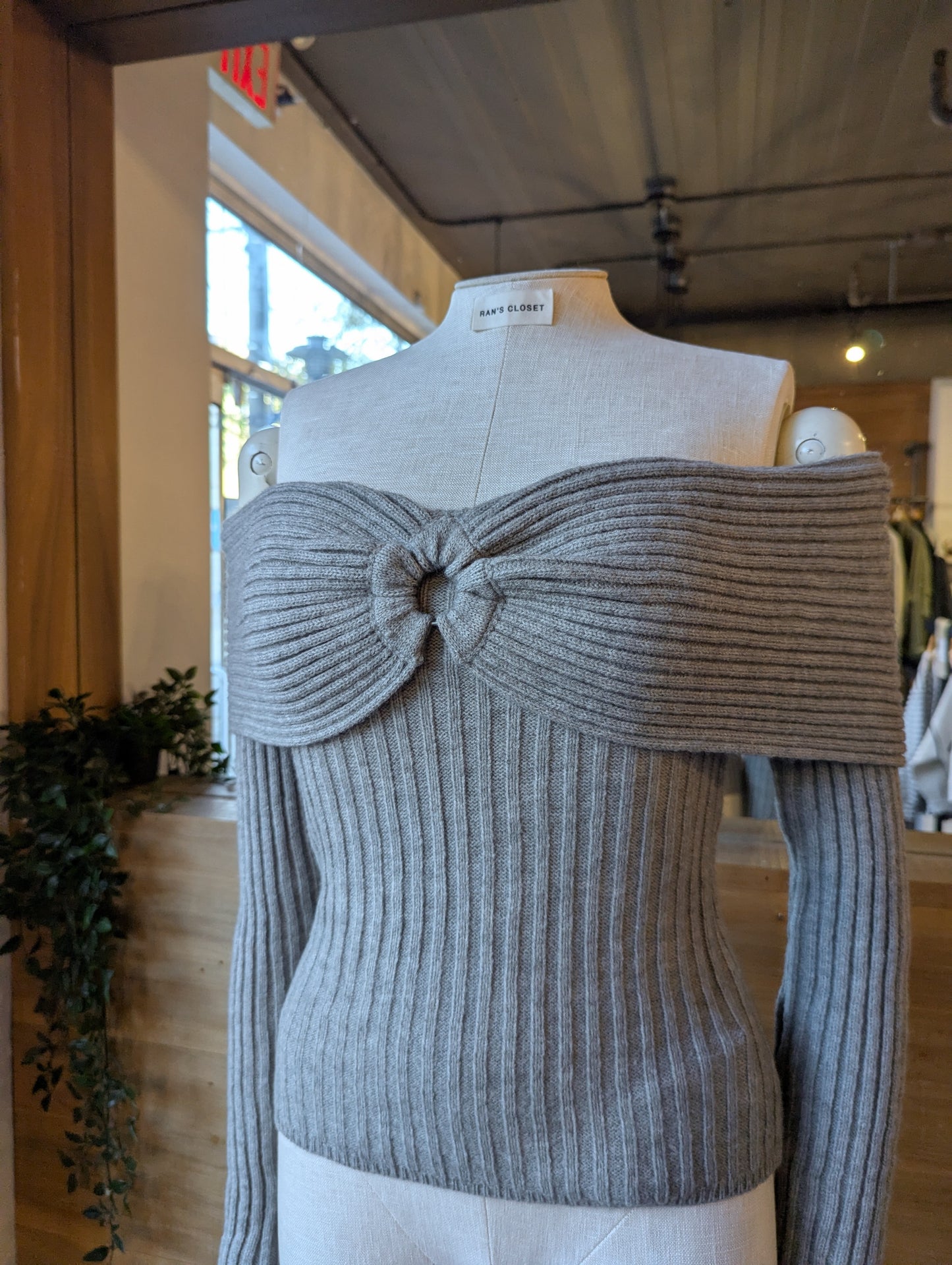 Off Shoulder Loop Detail Sweater