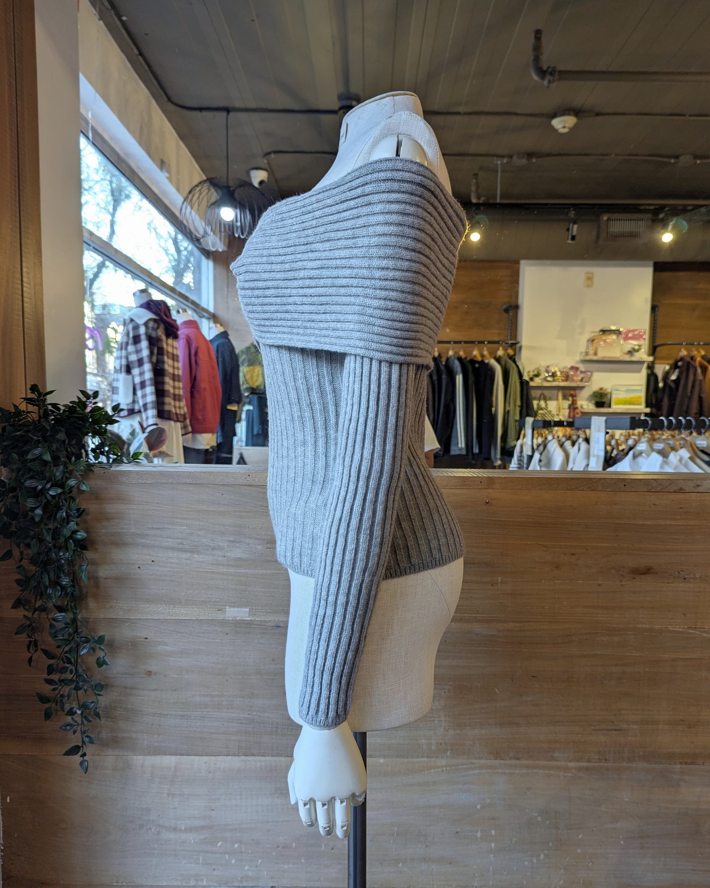 Off Shoulder Loop Detail Sweater