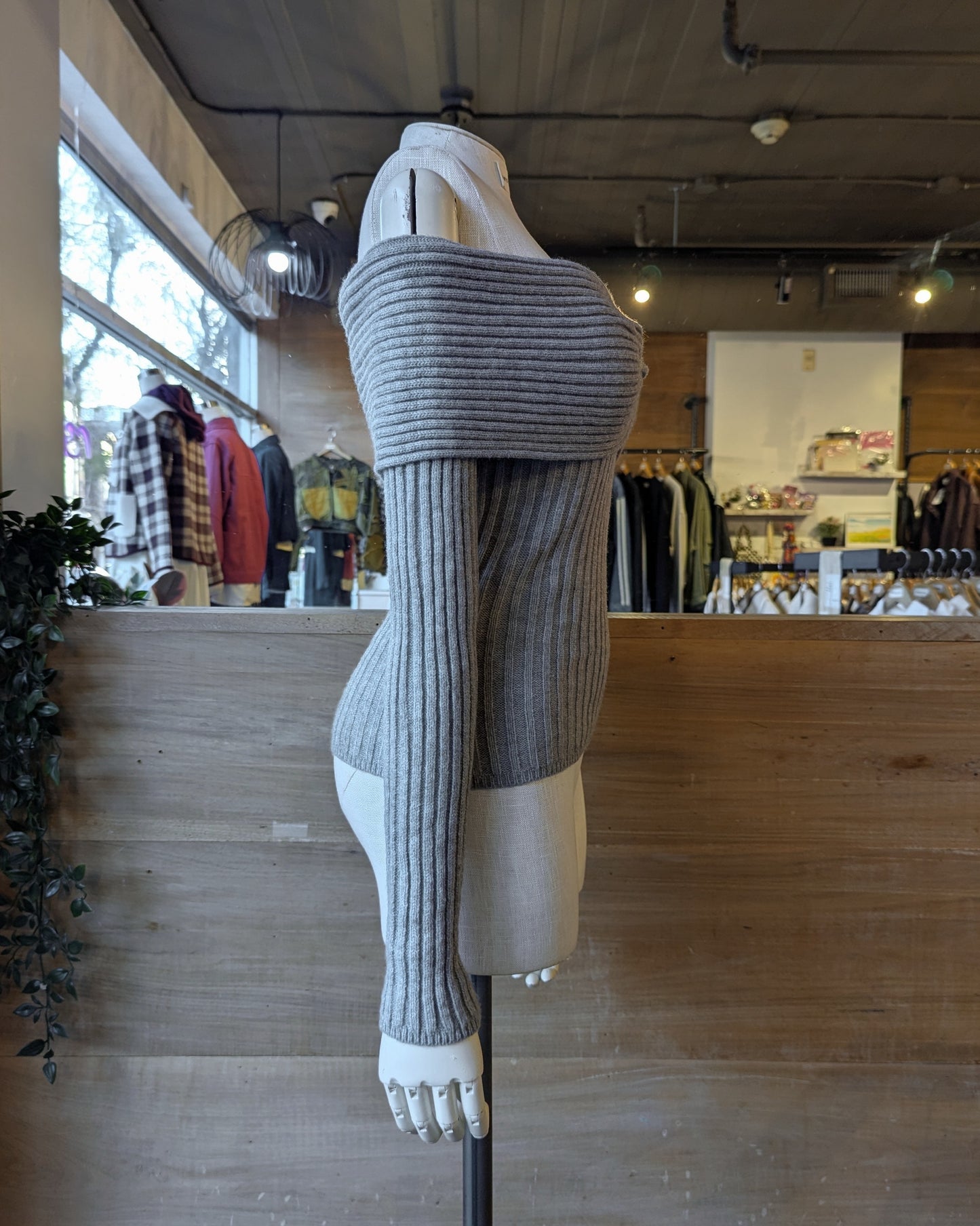 Off Shoulder Loop Detail Sweater