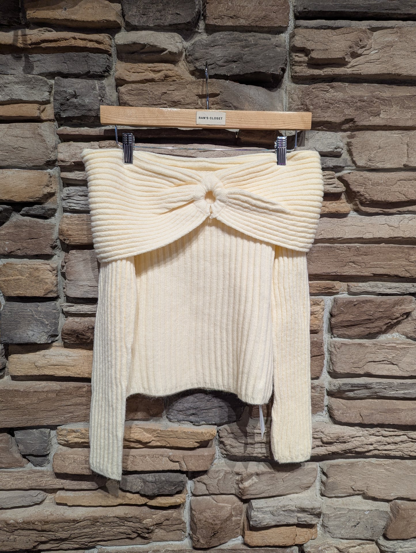 Off Shoulder Loop Detail Sweater