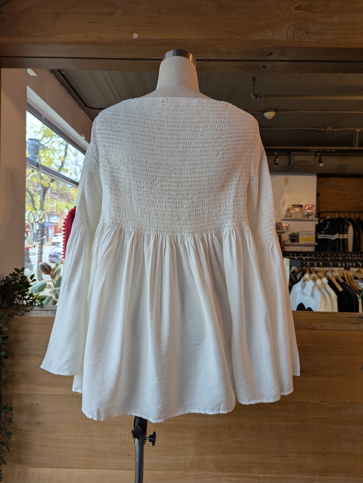 Smocked Billowing Blouse