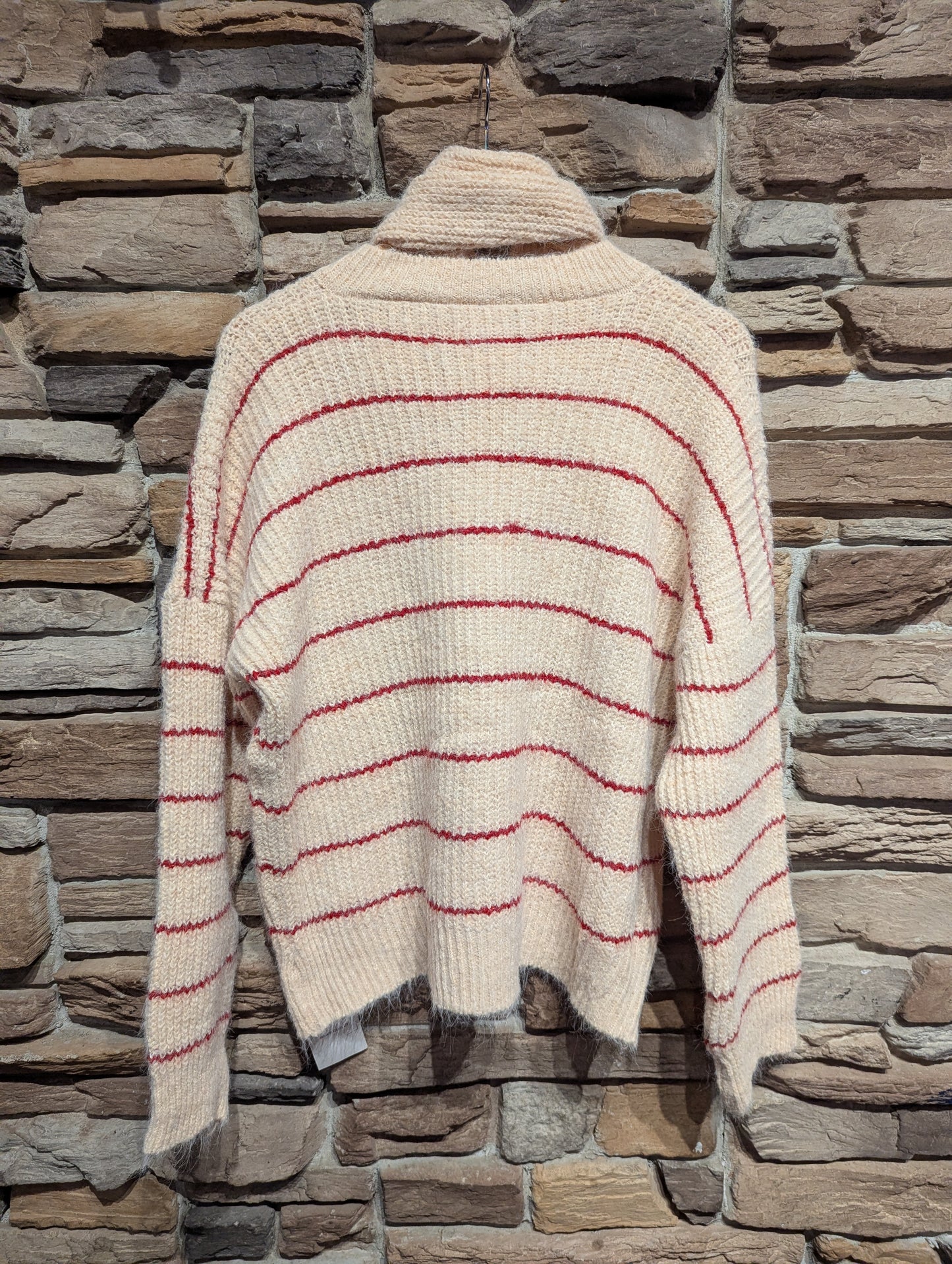 Oversized Striped Sweater with Short Scarf