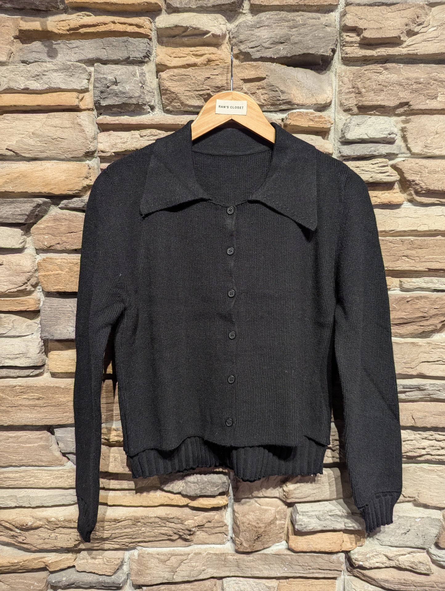 Attached Double Layer Collared Cardigan