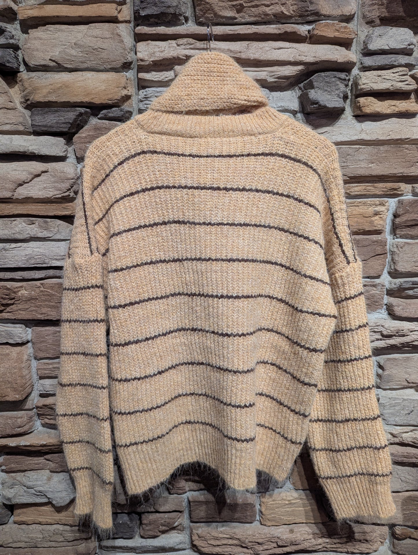 Oversized Striped Sweater with Short Scarf