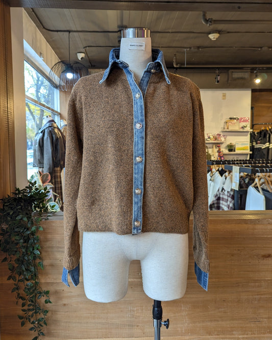 Denim Collared Cardigan