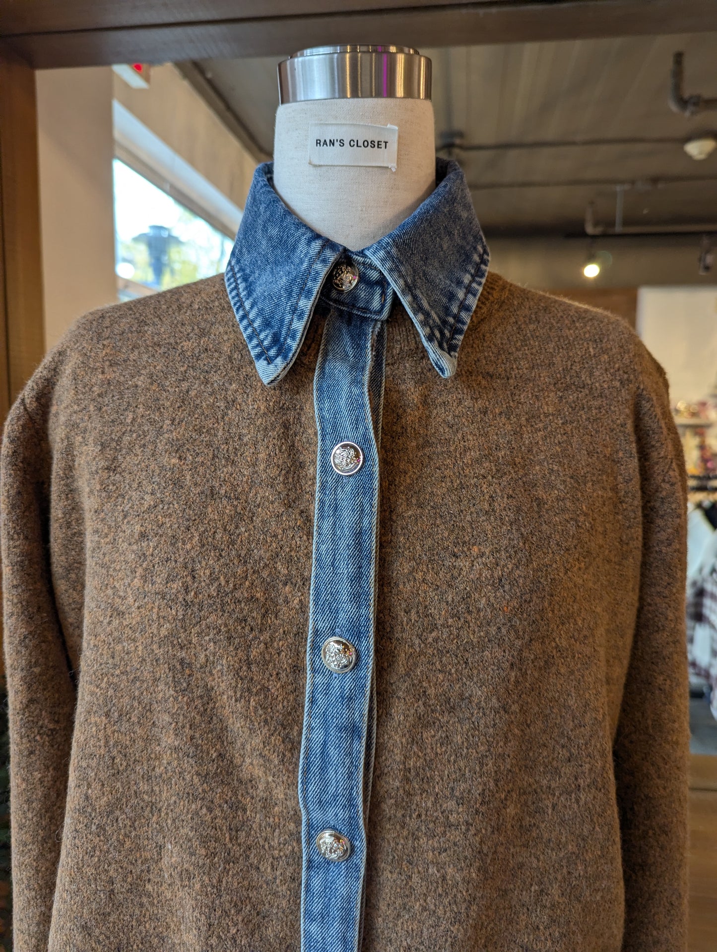 Denim Collared Cardigan