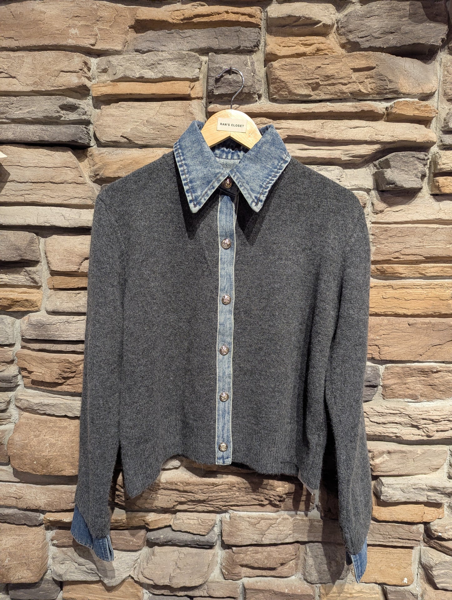 Denim Collared Cardigan