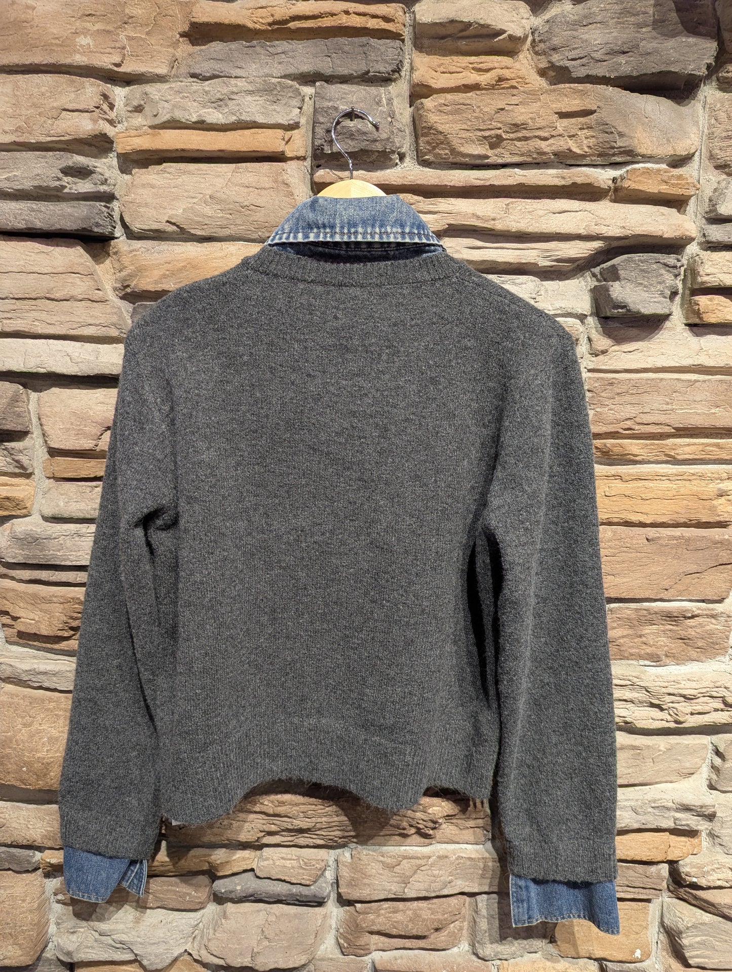 Denim Collared Cardigan