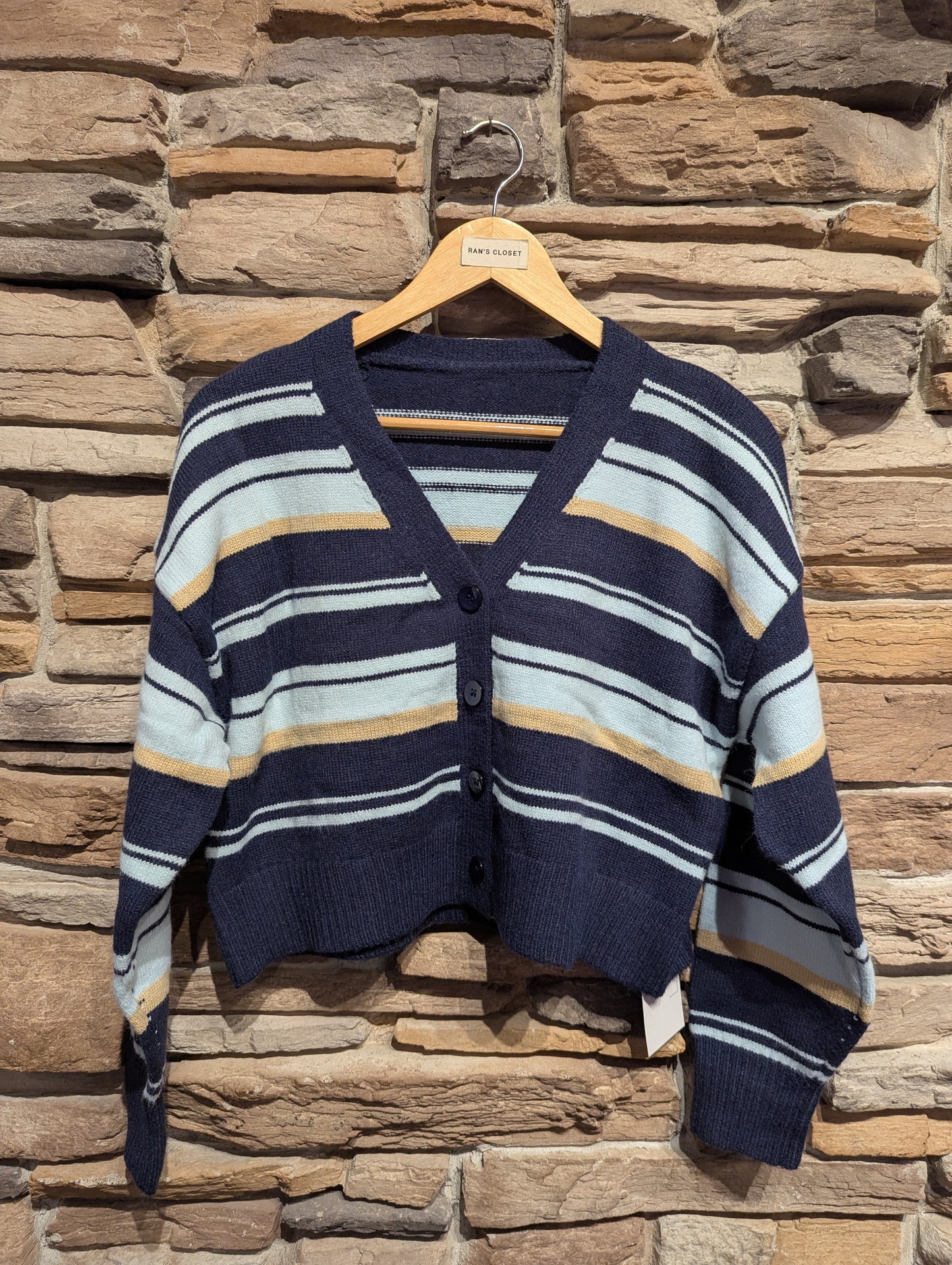 Cropped Baggy Striped Cardigan