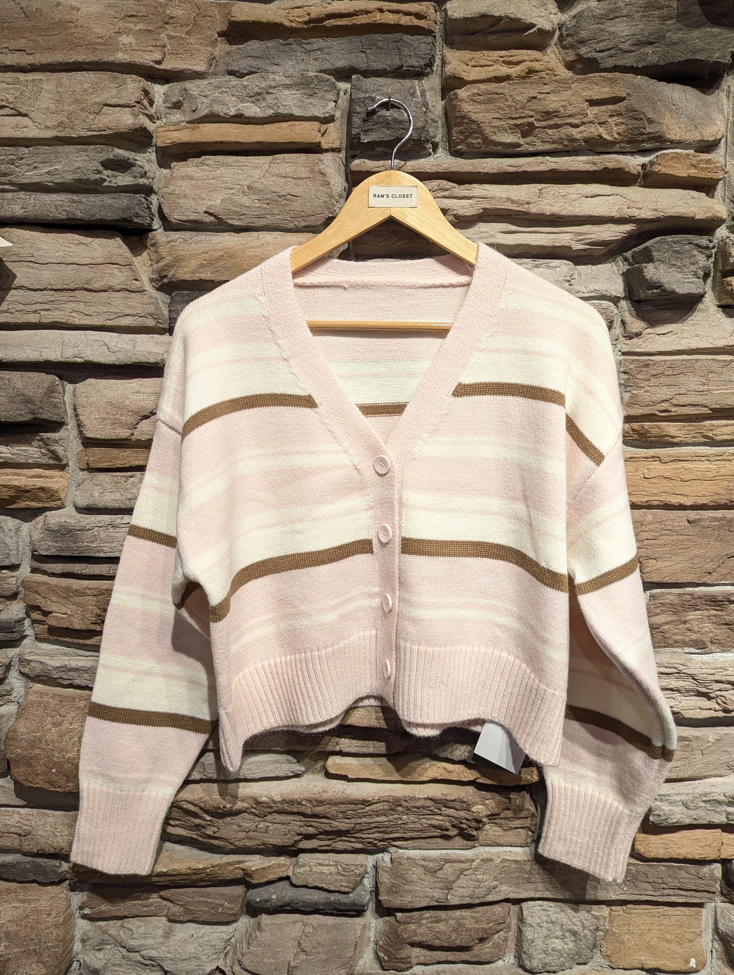 Cropped Baggy Striped Cardigan