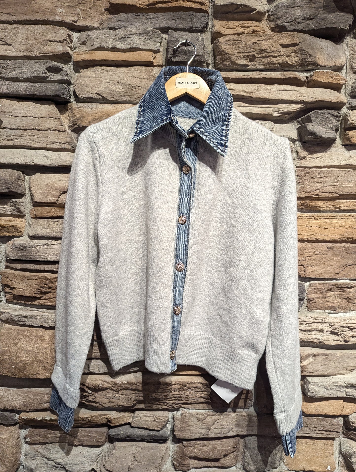 Denim Collared Cardigan