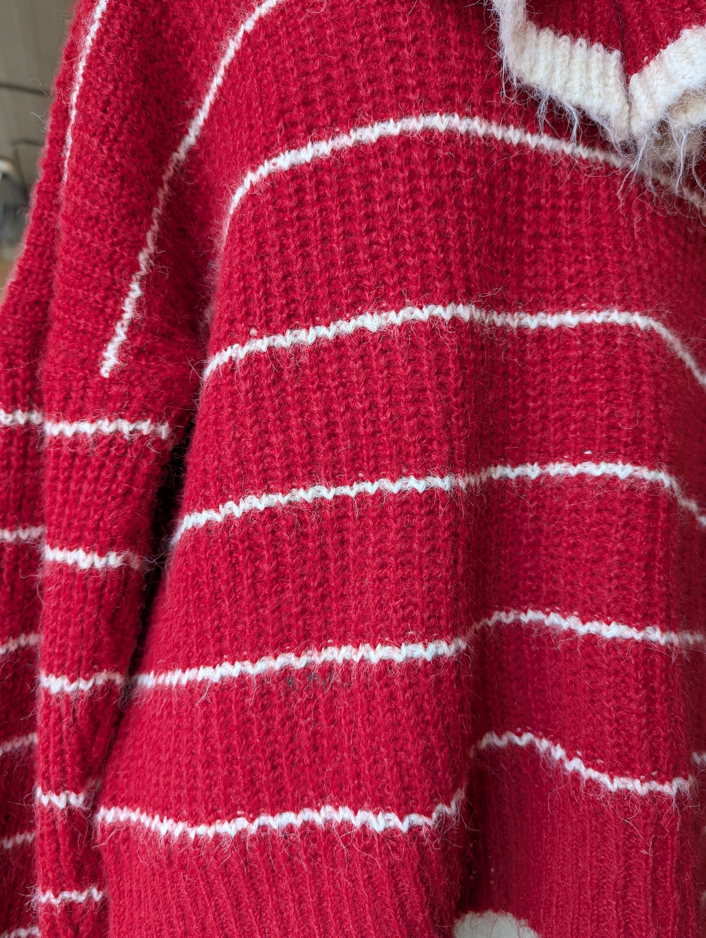 Oversized Striped Sweater with Short Scarf