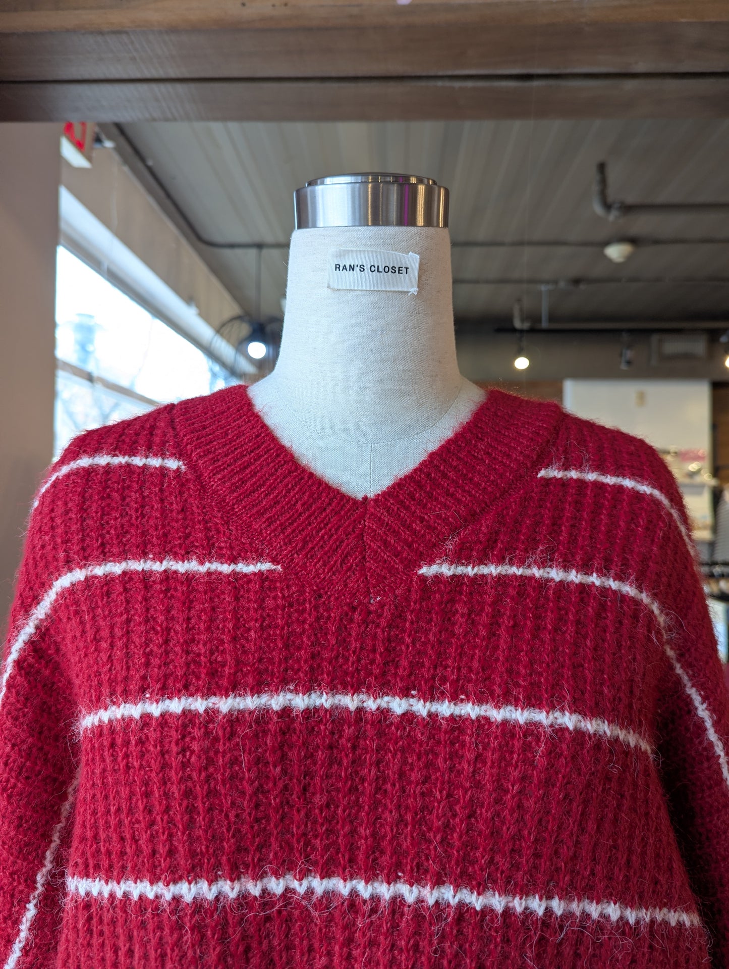 Oversized Striped Sweater with Short Scarf