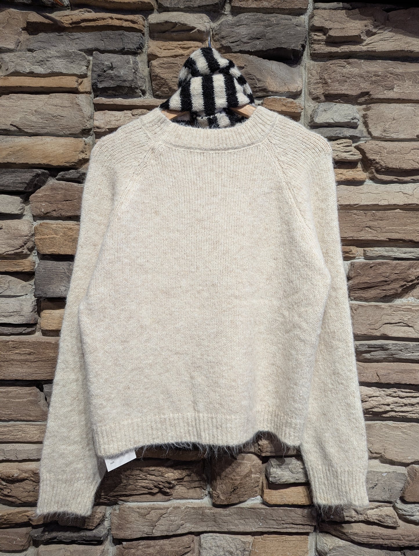 Sweater with Striped Scarf Set