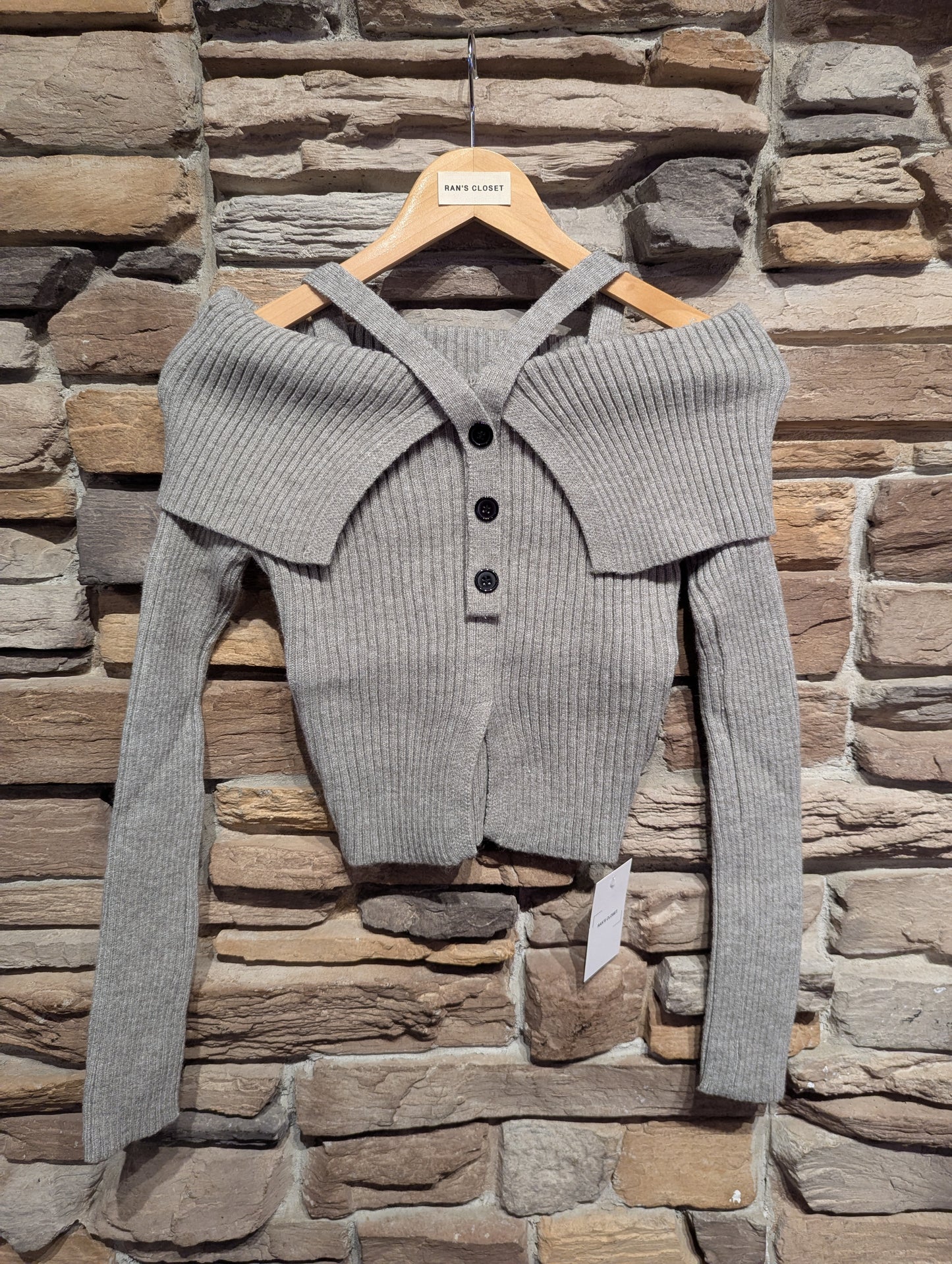 Off Shoulder Sweater with Buttons