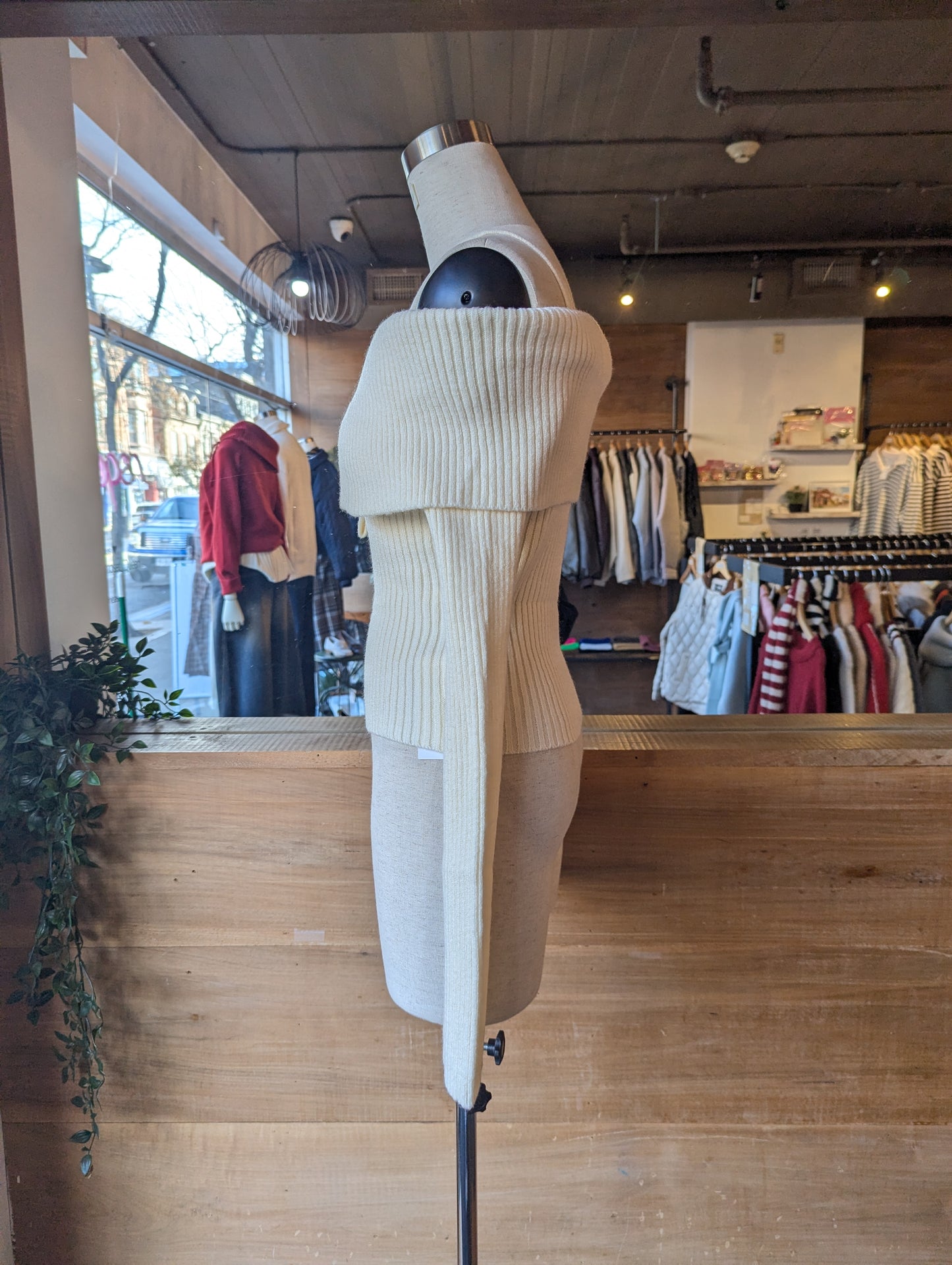 Off Shoulder Sweater with Buttons