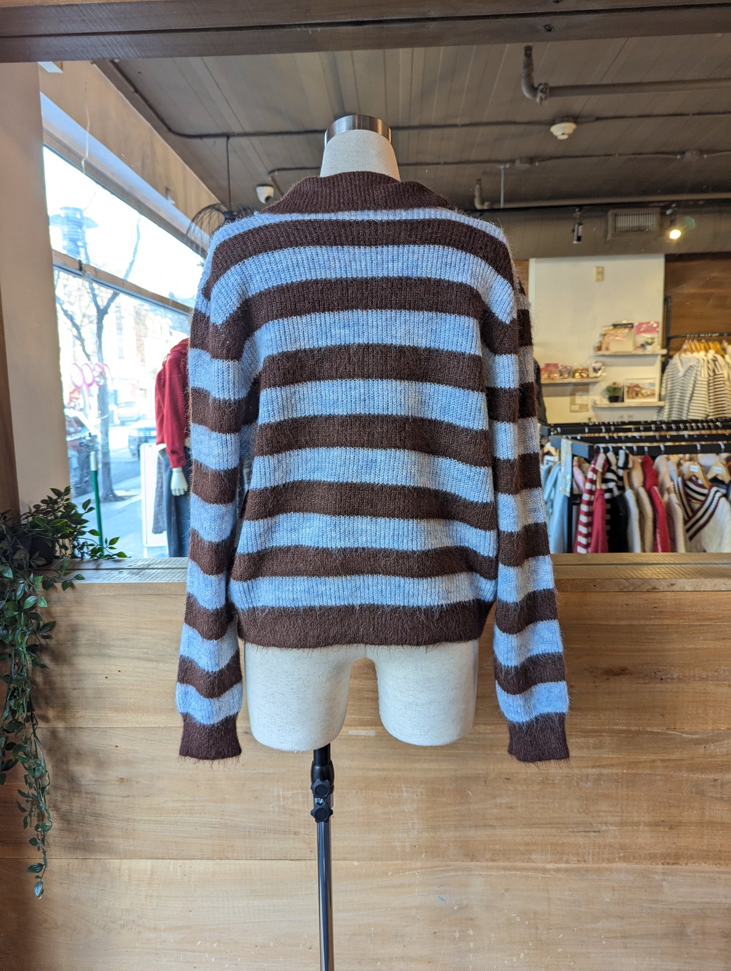 Stripe Collared Cardigan