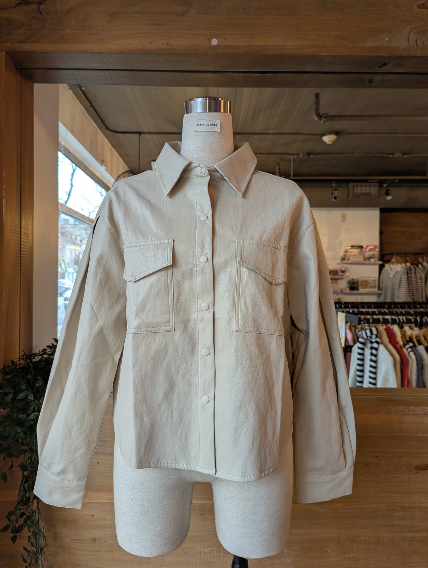 Vegan Leather Button Up