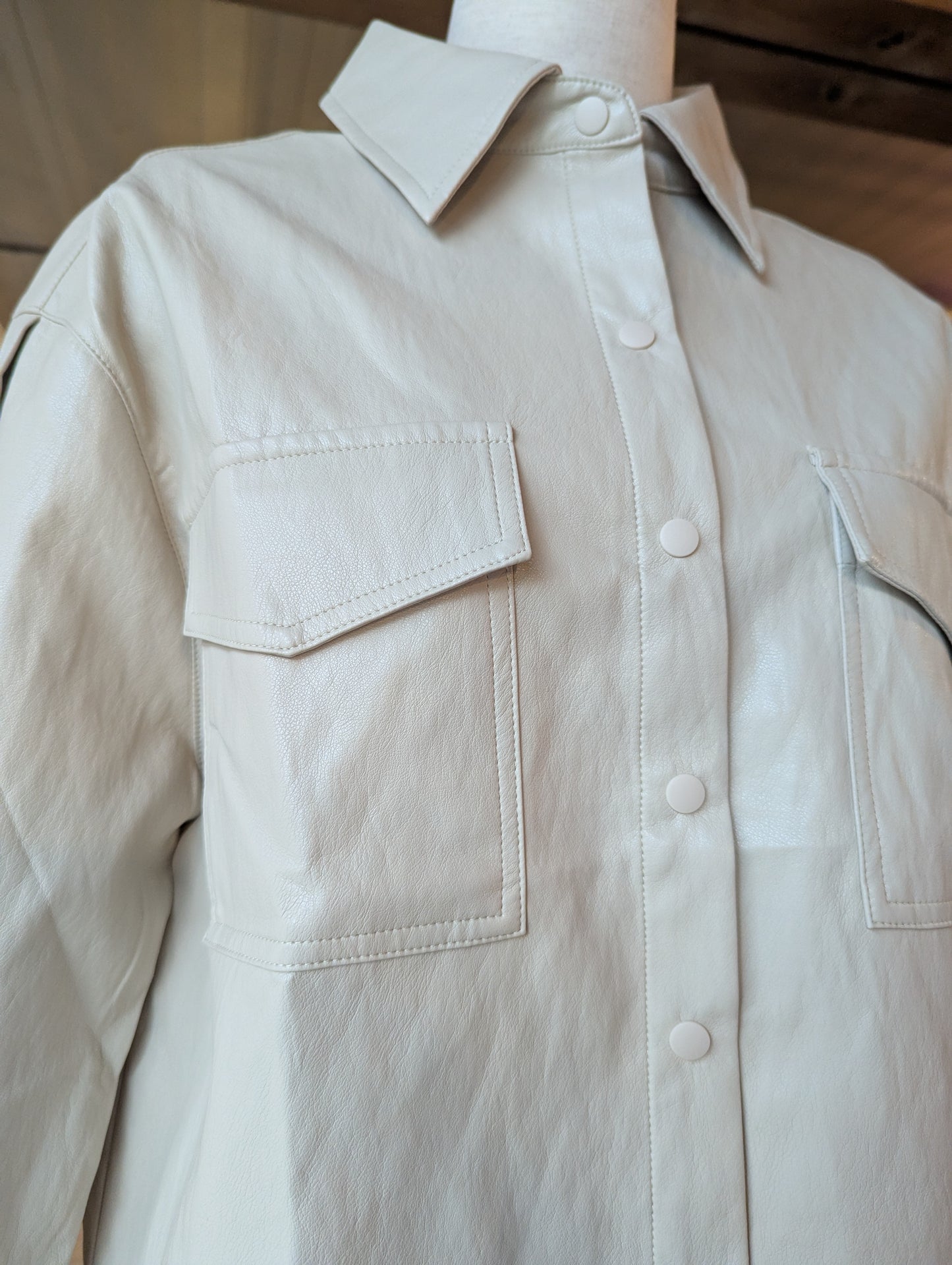 Vegan Leather Button Up