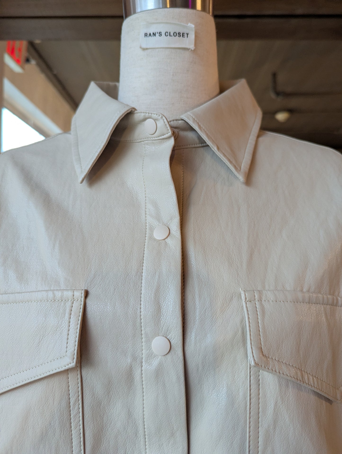 Vegan Leather Button Up